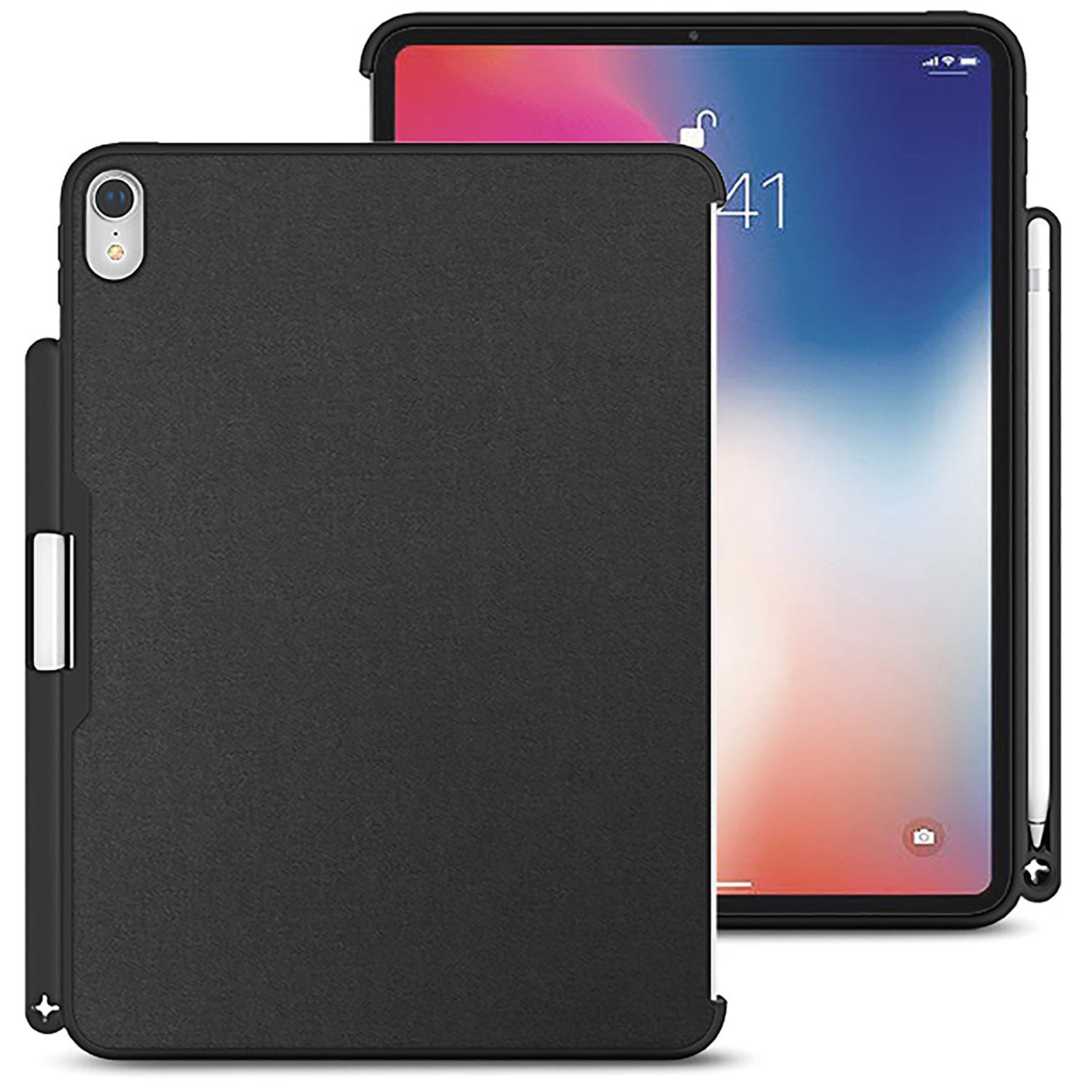 LUVVITT iPad Pro 11 Case (2018) Back Cover with Pencil Holder Compatible with Apple Smart Cover