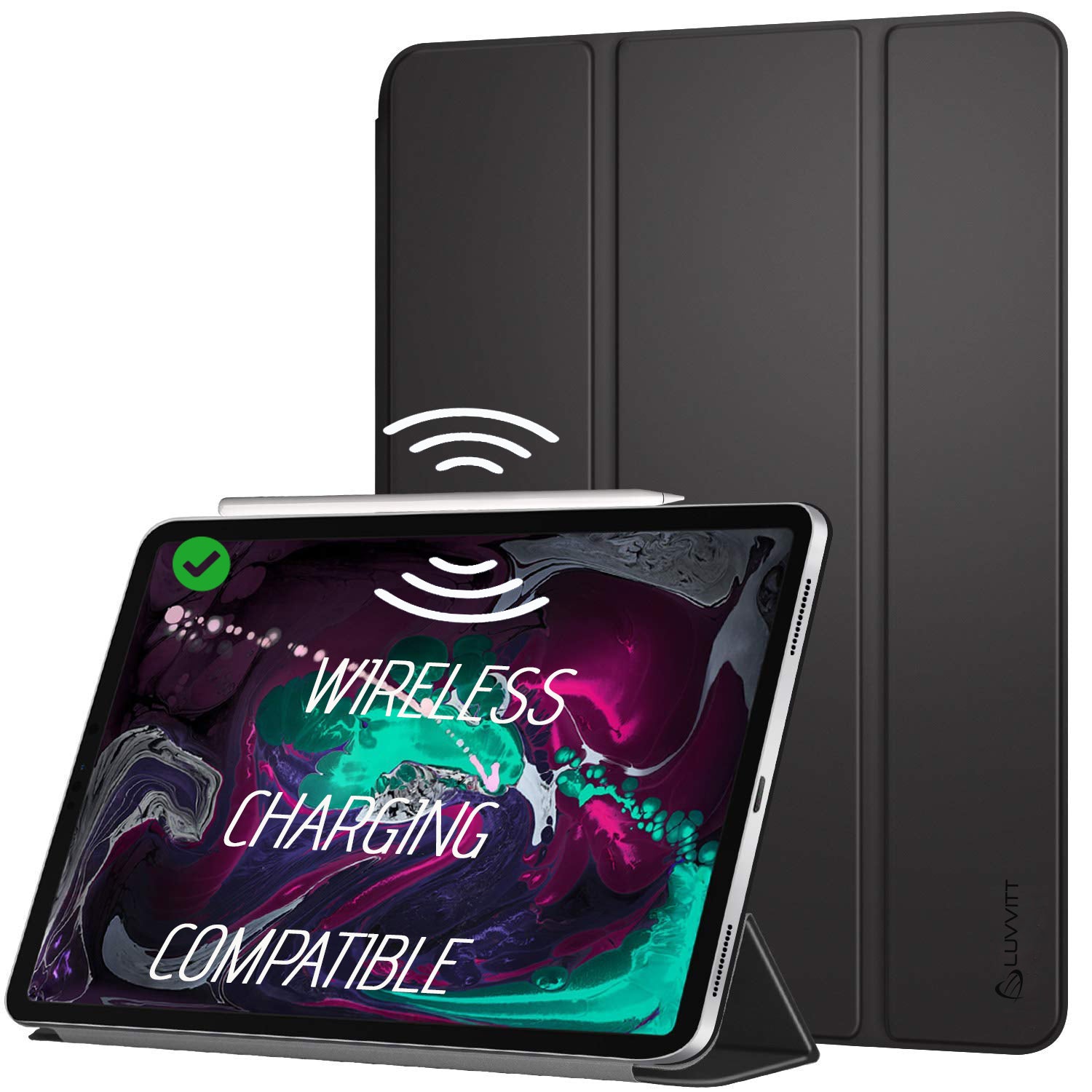 LUVVITT iPad Pro 11 Smart Folio Case Front and Back Cover with Pencil Holder 2018