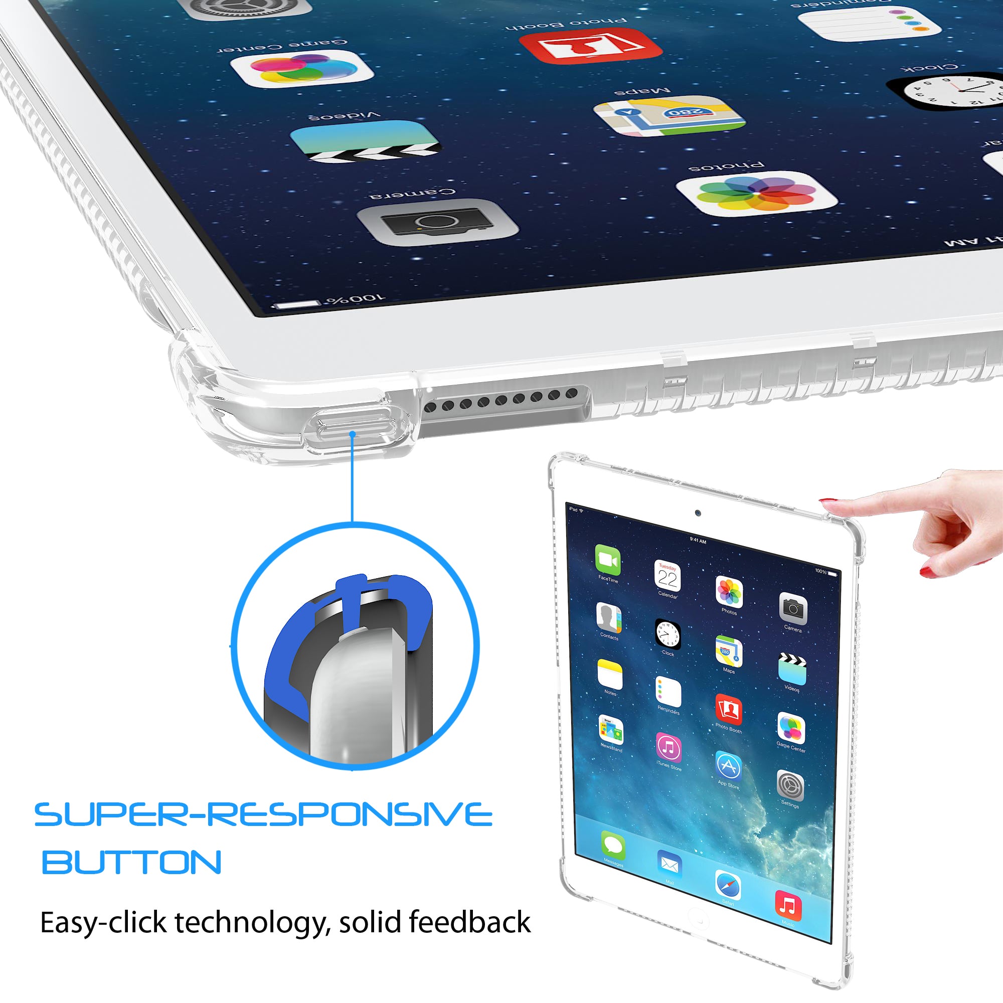 LUVVITT CLEAR GRIP Soft Skin TPU Rubber Back Cover for iPad Pro 9.7 inch - Clear