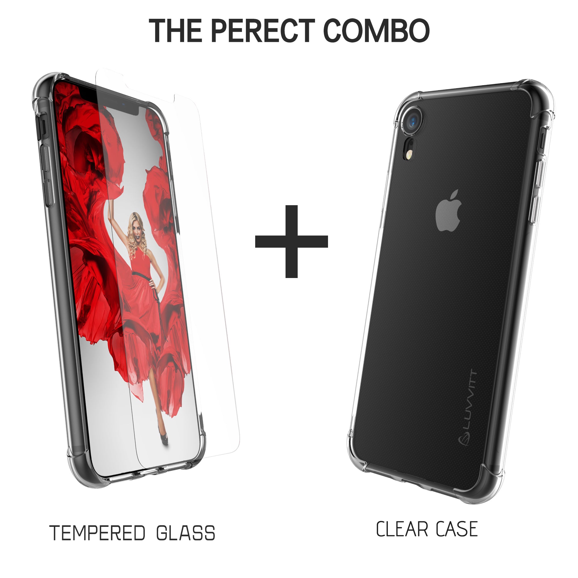 Luvvitt Crystal View Case and Tempered Glass  Set for iPhone XR - 6.1 inch 2018