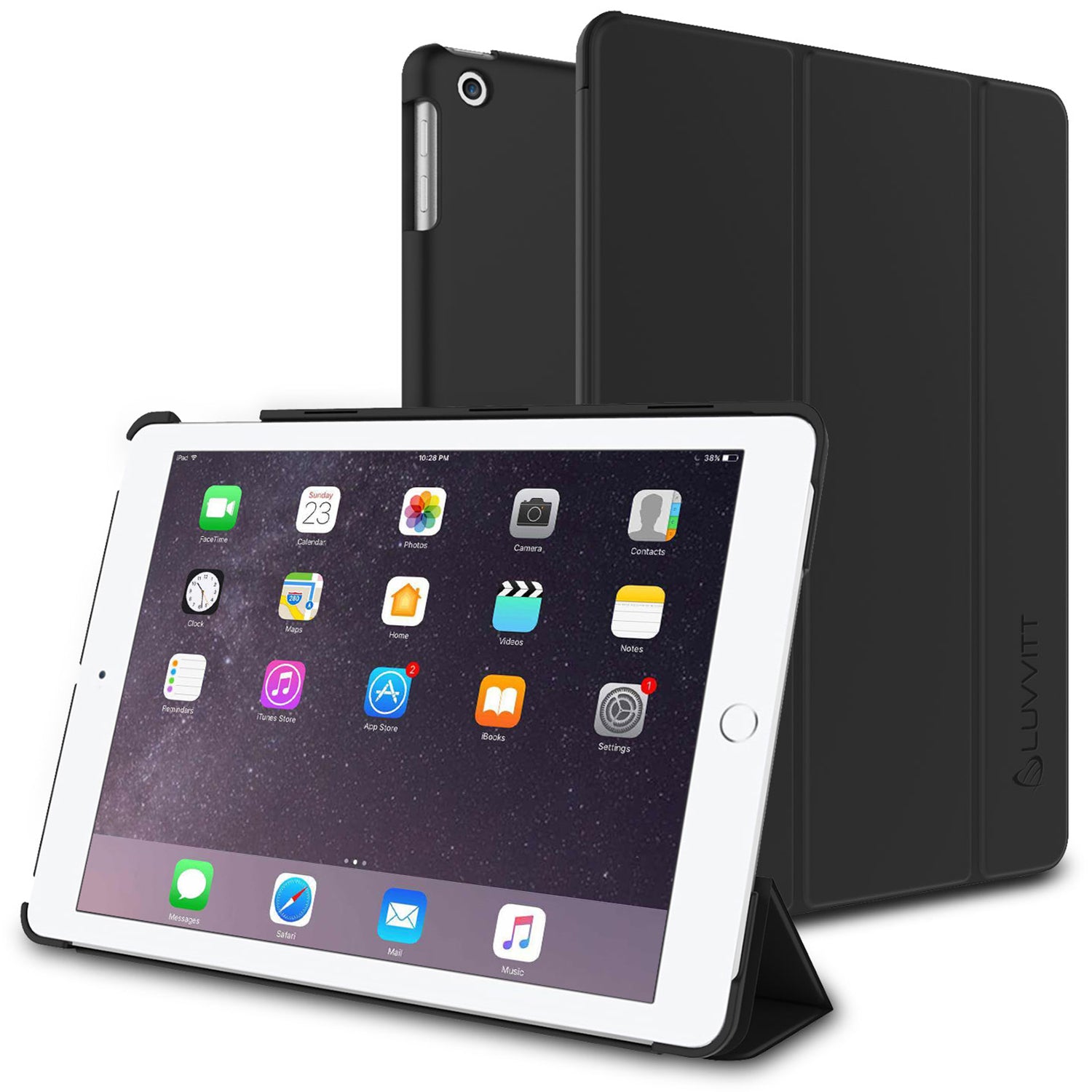 LUVVITT RESCUE Case Full Body Trifold Cover for Apple iPad 9.7 2017 - Black