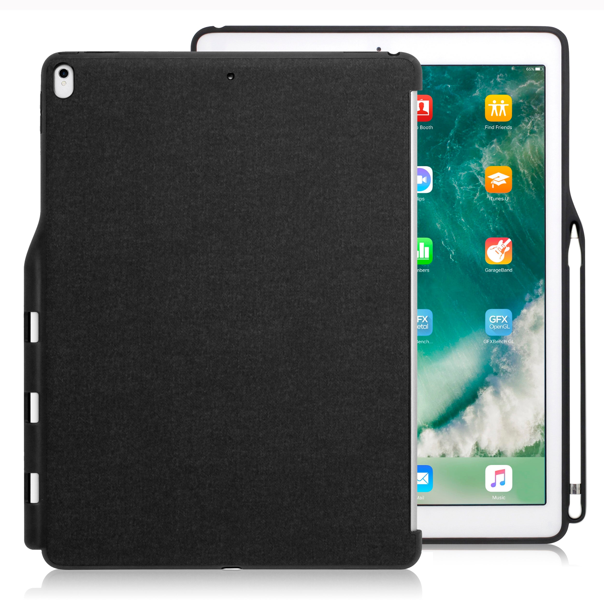 LUVVITT iPad Pro 12.9 Case with Pencil Holder Compatible with Keyboard 2015-2017