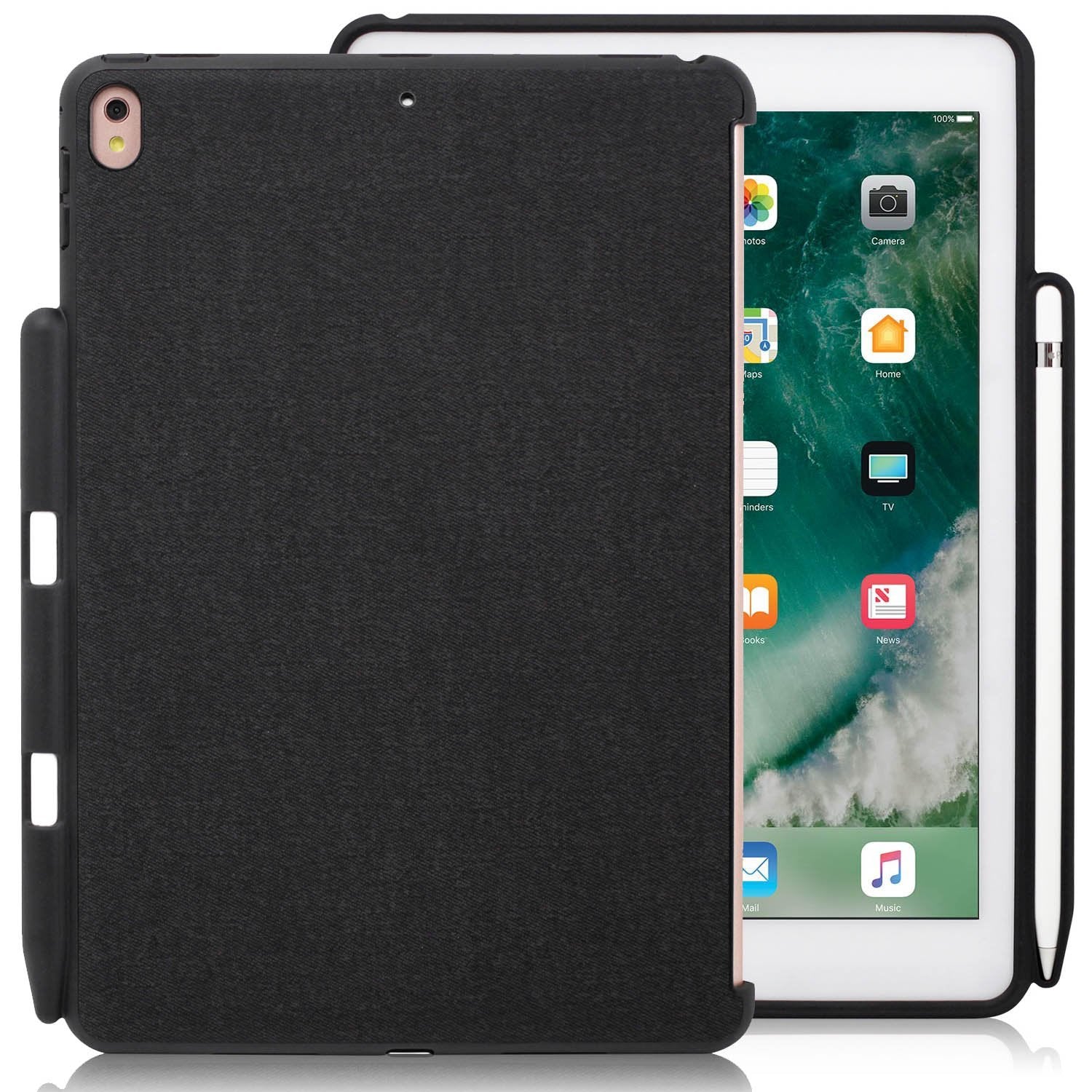 LUVVITT iPad 9.7 Case (2018) with Pencil Holder Compatible with Keyboard