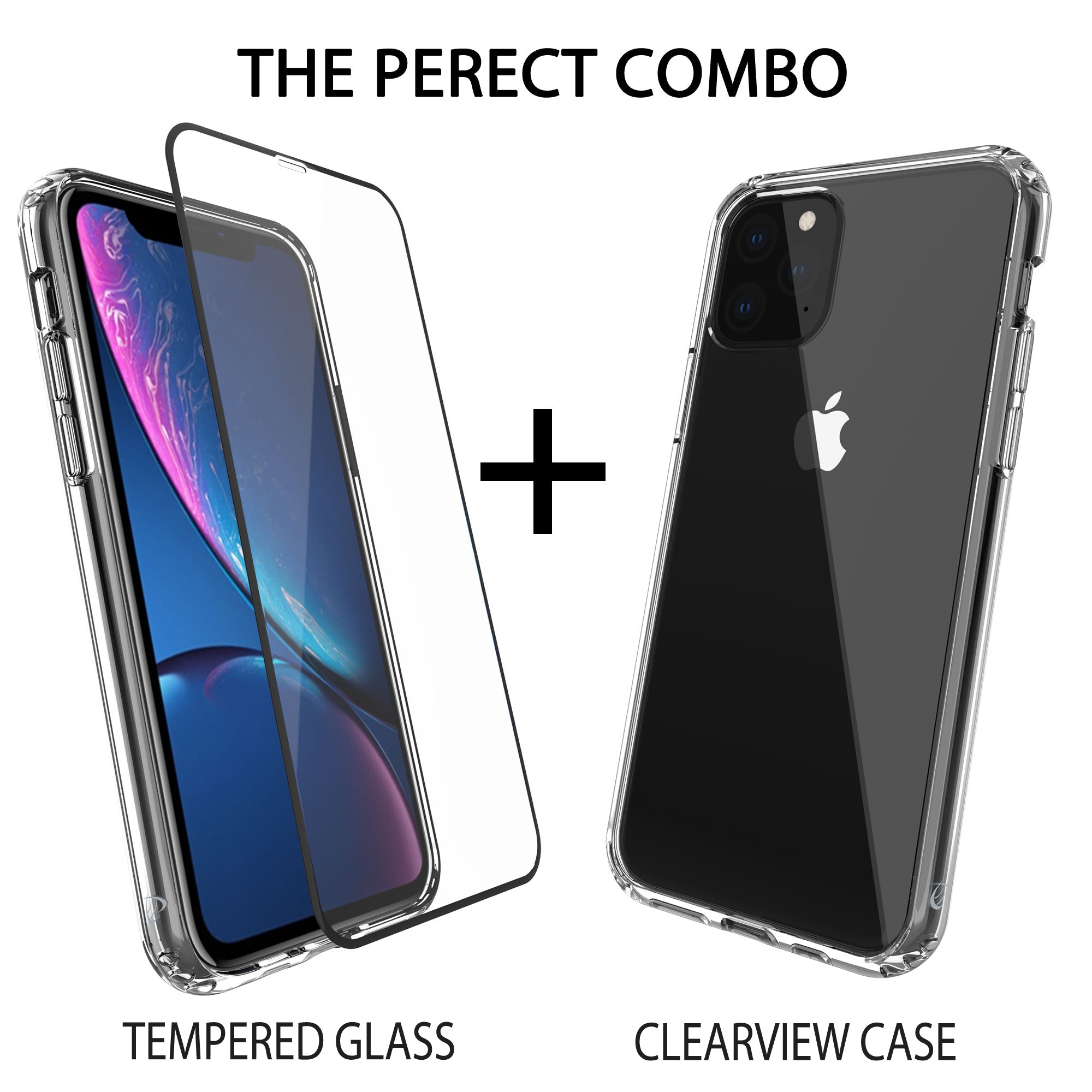 Luvvitt Clear View Case and Tempered Glass Screen Protector Bundle for iPhone 11 Pro 2019