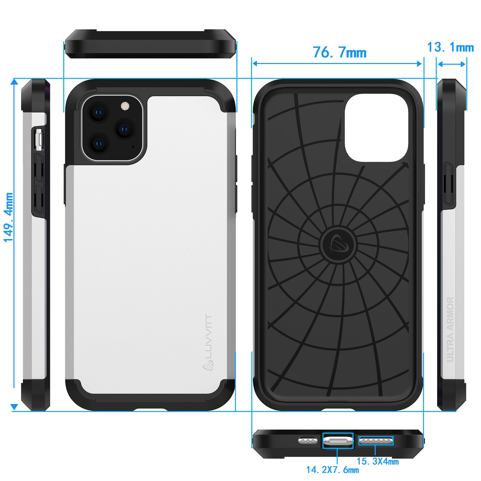 Luvvitt Ultra Armor Dual Layer Heavy Duty Case for iPhone 11 Pro 2019 - Silver