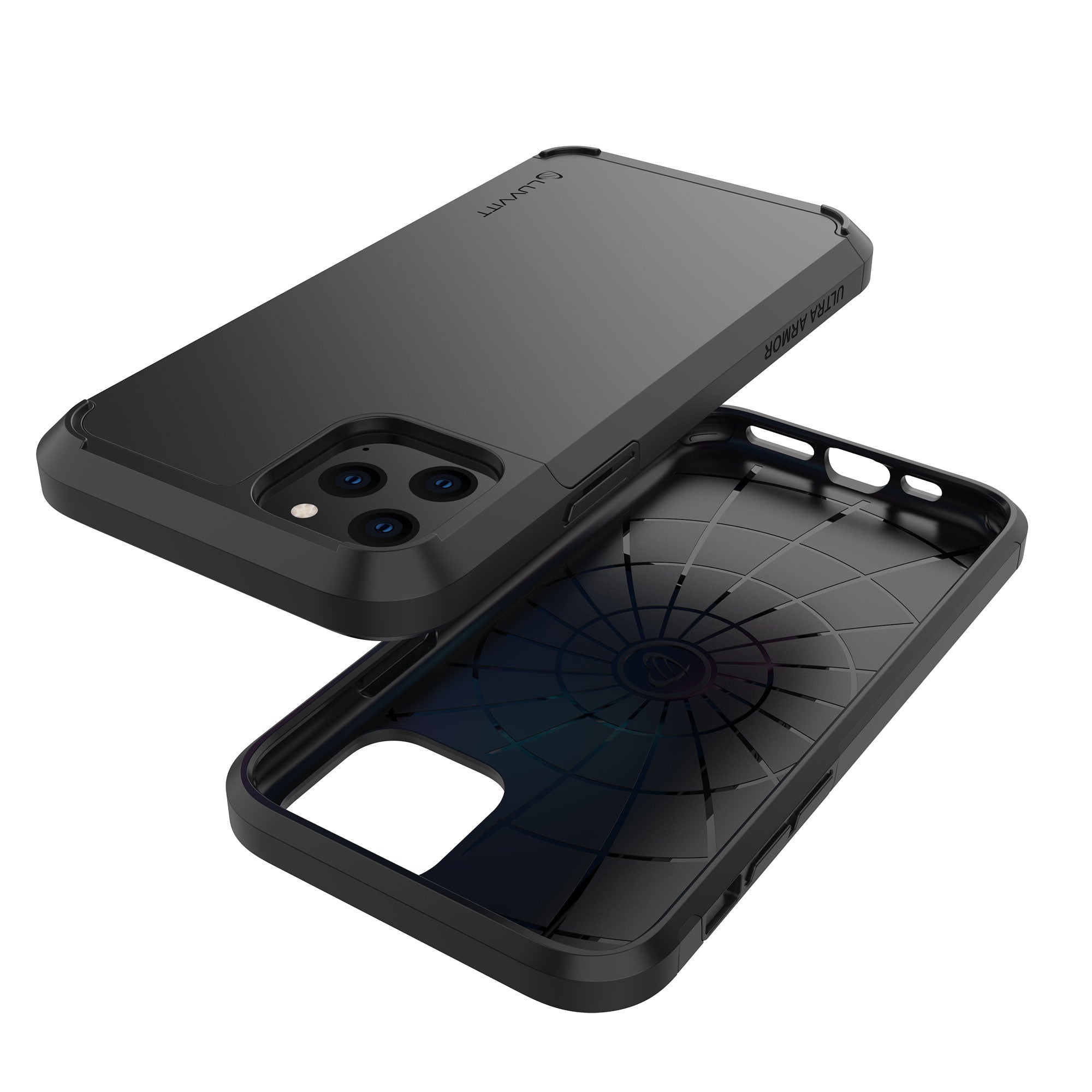 Luvvitt $250 Warranty ULTRA ARMOR Case + Liquid Glass Screen Protector Bundle for iPhone 11 Pro Max 2019 - Black