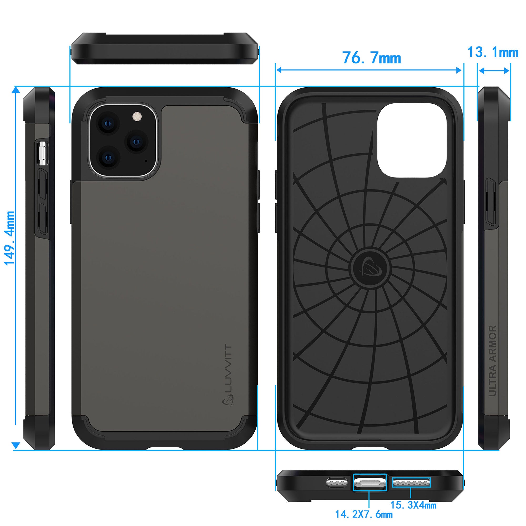 Luvvitt Ultra Armor Dual Layer Heavy Duty Case for iPhone 11 Pro Max 2019 - Space Gray