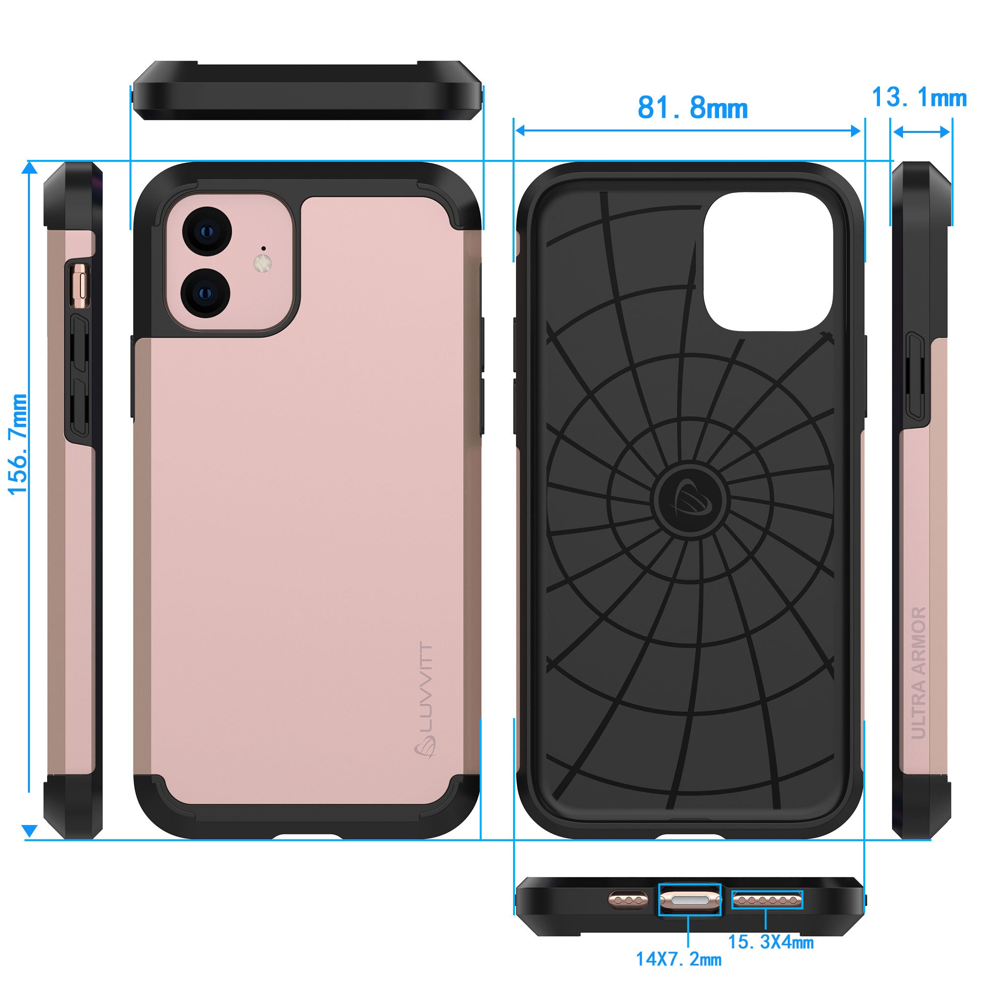 Luvvitt Ultra Armor Dual Layer Heavy Duty Case for iPhone 11 2019 - Rose Gold