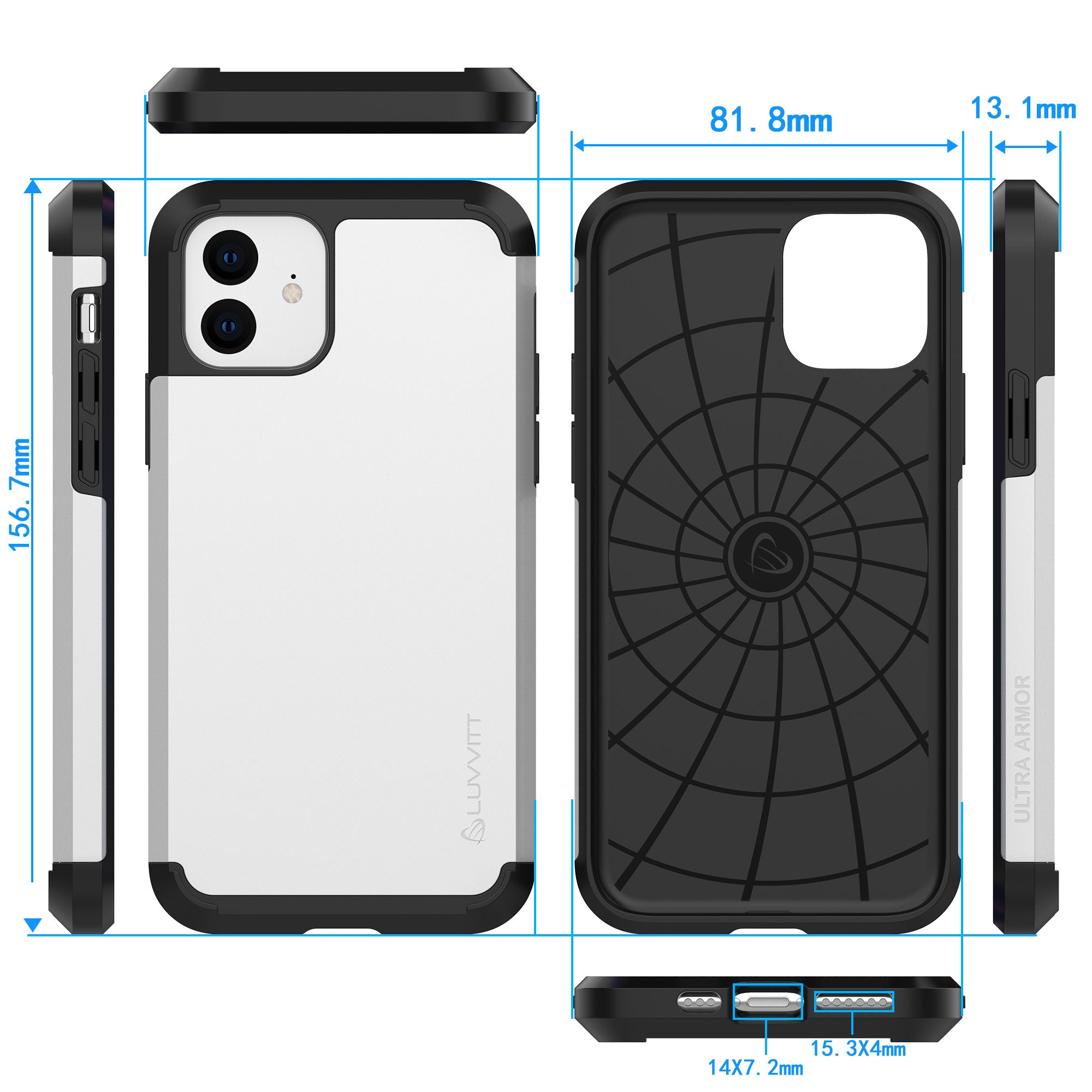 Luvvitt Ultra Armor Dual Layer Heavy Duty Case for iPhone 11 2019 - Silver