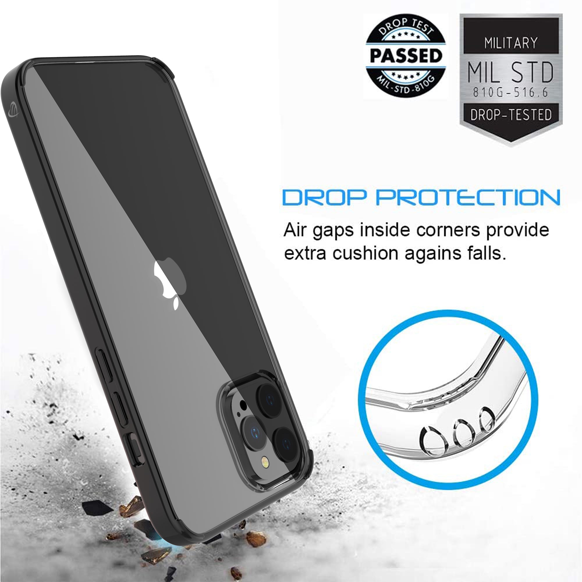 Luvvitt Clear View Hybrid Case for iPhone 12 and iPhone 12 Pro 2020 - Black
