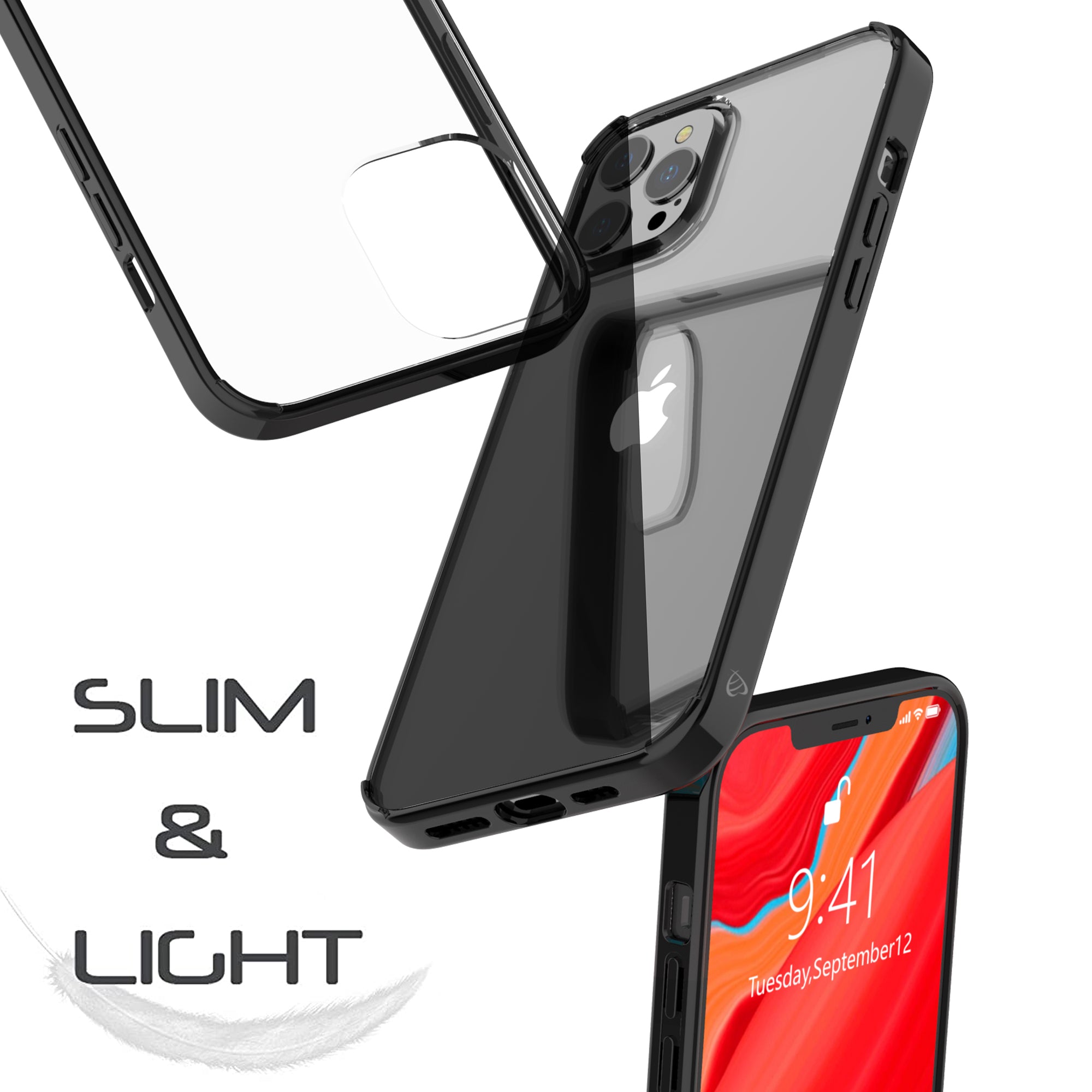 Luvvitt Clear View Hybrid Case for iPhone 12 and iPhone 12 Pro 2020 - Black