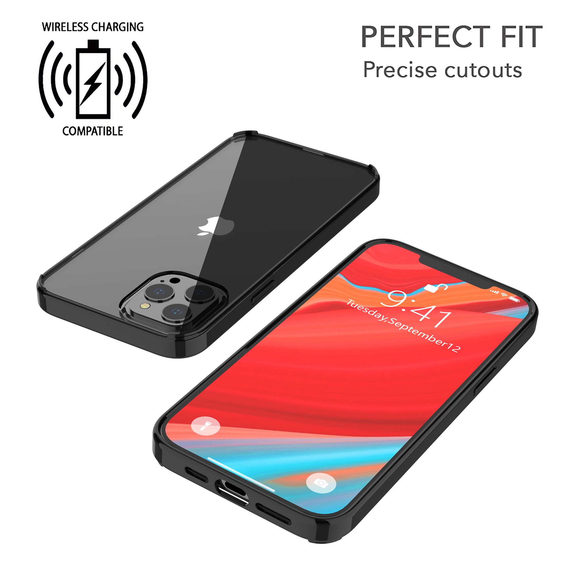 Luvvitt Clear View Hybrid Case for iPhone 12 and iPhone 12 Pro 2020 - Black