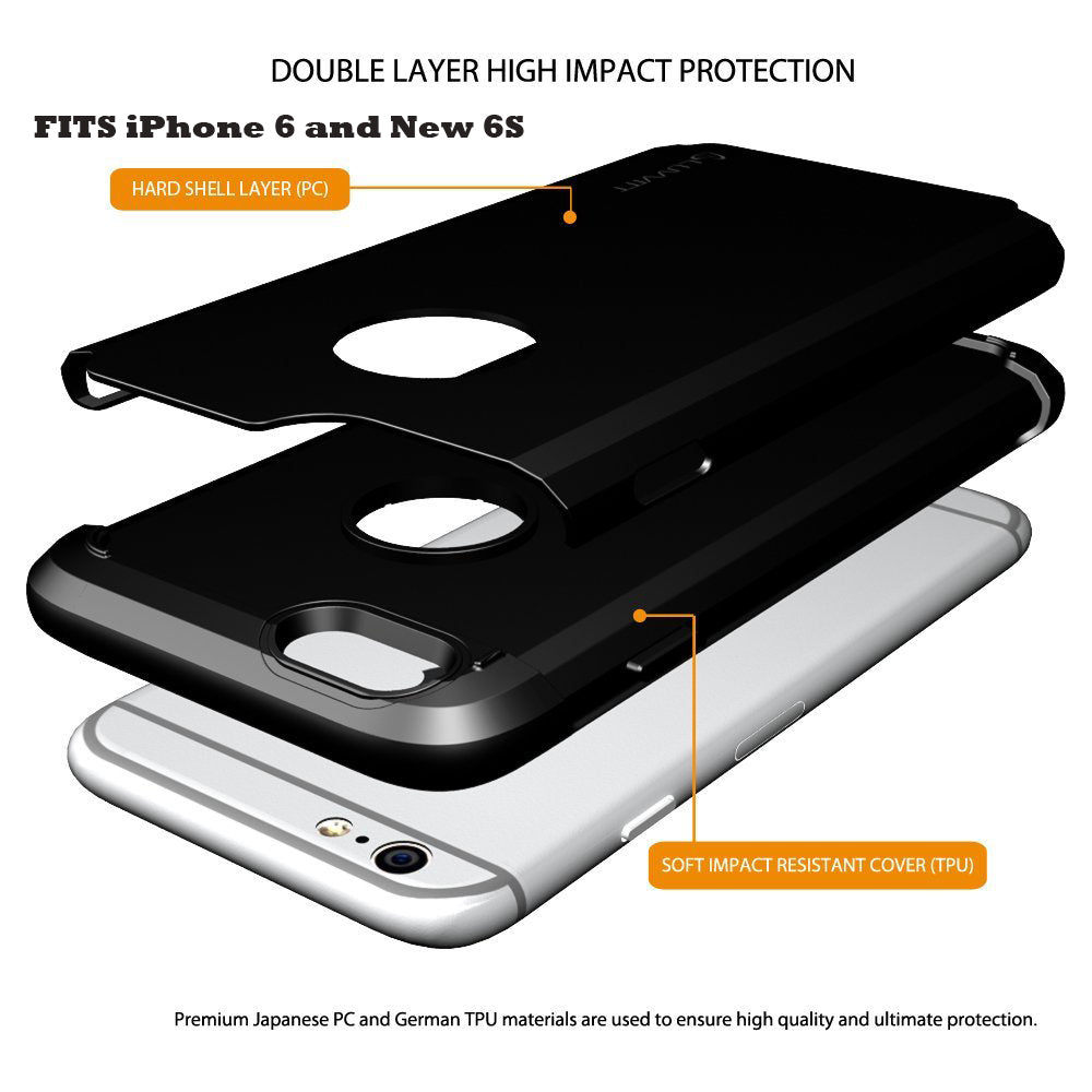 LUVVITT ULTRA ARMOR iPhone 6 / 6S Case | Dual Layer Back Cover - Black