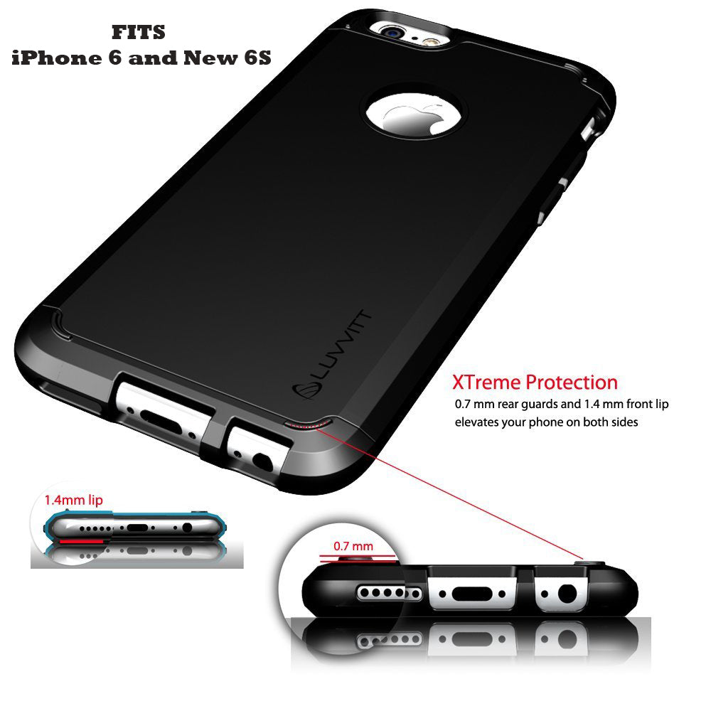 LUVVITT ULTRA ARMOR iPhone 6 / 6S Case | Dual Layer Back Cover - Black