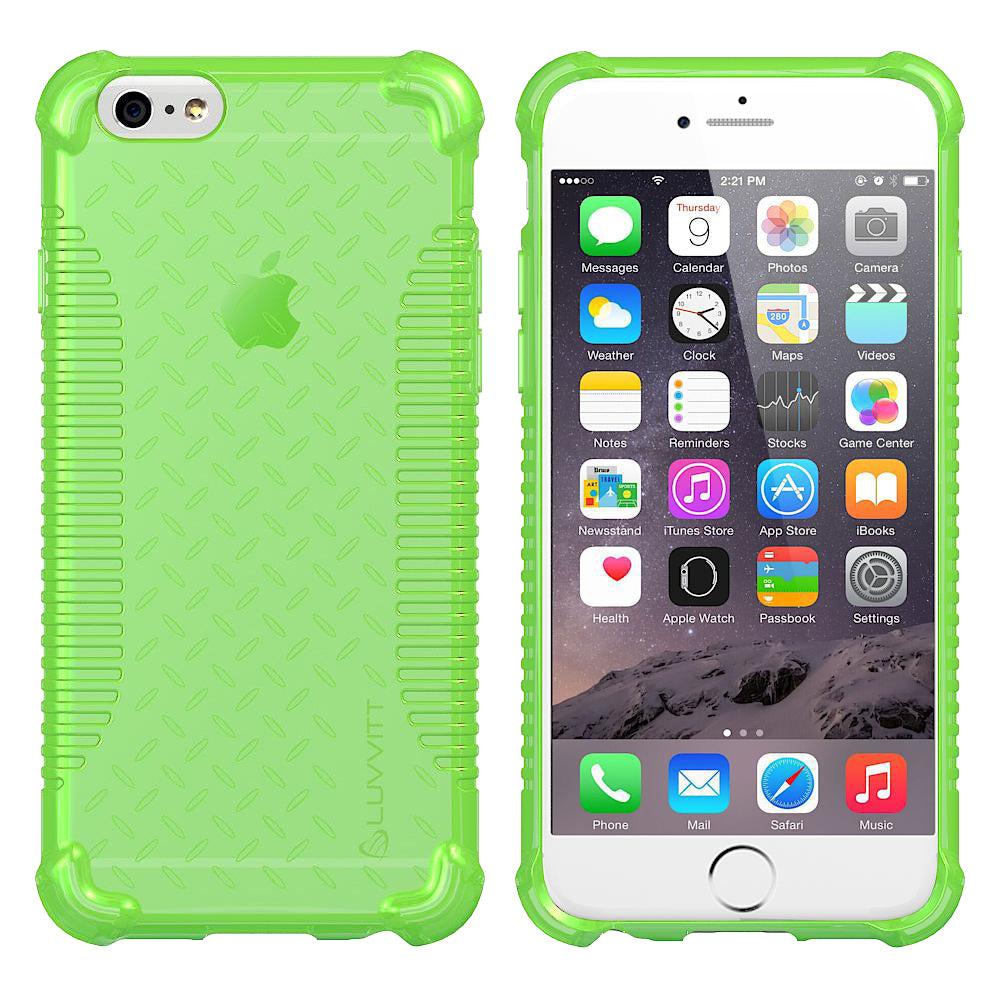 LUVVITT CLEAR GRIP iPhone 6S / 6 Case Soft TPU Rubber Back Cover - NEON Green