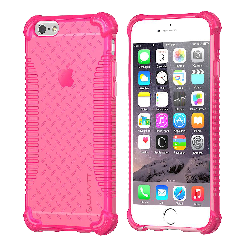 LUVVITT CLEAR GRIP iPhone 6S / 6 Case Soft TPU Rubber Back Cover - NEON Pink
