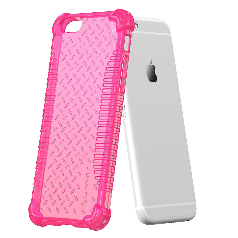 LUVVITT CLEAR GRIP iPhone 6S / 6 Case Soft TPU Rubber Back Cover - NEON Pink