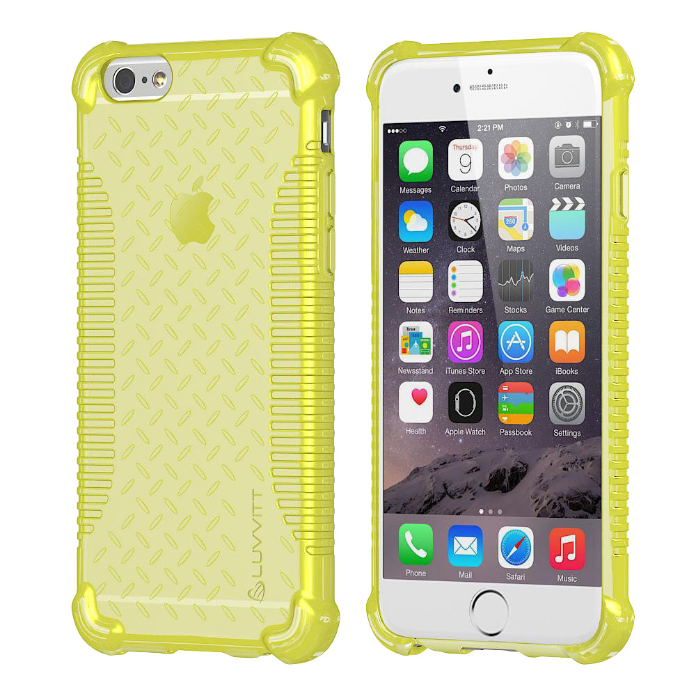 LUVVITT CLEAR GRIP iPhone 6S / 6 Case Soft TPU Rubber Back Cover - NEON Yellow