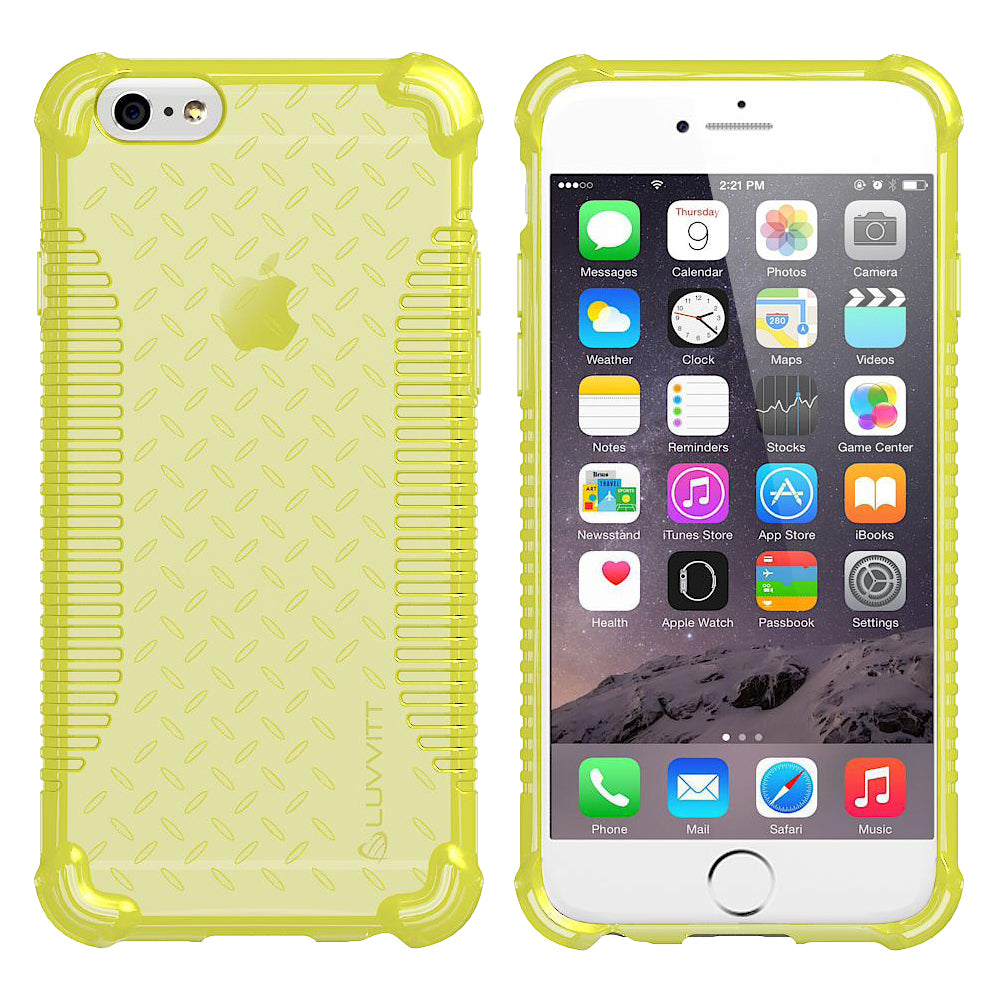 LUVVITT CLEAR GRIP iPhone 6S / 6 Case Soft TPU Rubber Back Cover - NEON Yellow