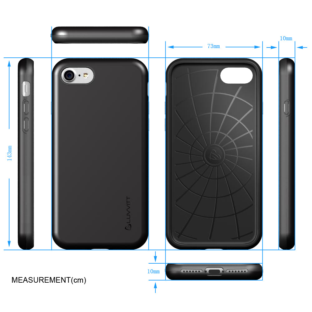 Luvvitt Super Armor Dual Layer Case for iPhone SE 2020 / iPhone 7 and 8 - Black