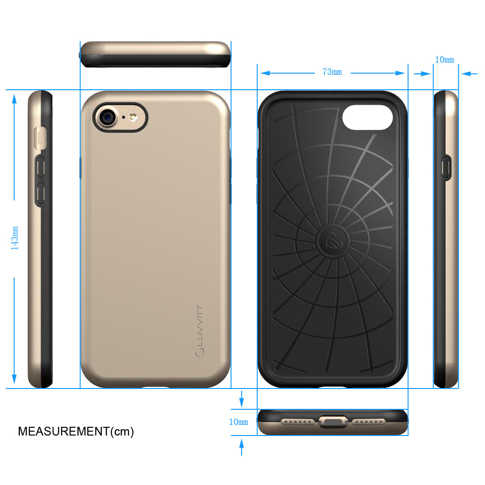 Luvvitt Super Armor Dual Layer Case for iPhone SE 2020 / iPhone 7 and 8 - Gold