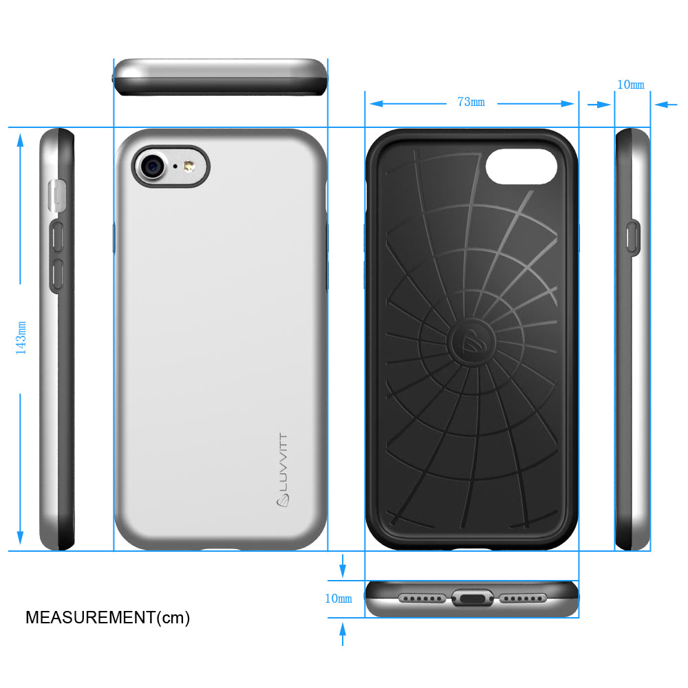 Luvvitt Super Armor Dual Layer Case for iPhone SE 2020 / iPhone 7 and 8 - Silver