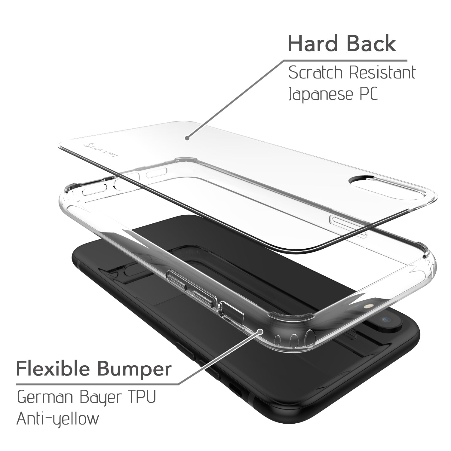 Luvvitt Clear View Hybrid Case for iPhone XS / X - Crystal Clear