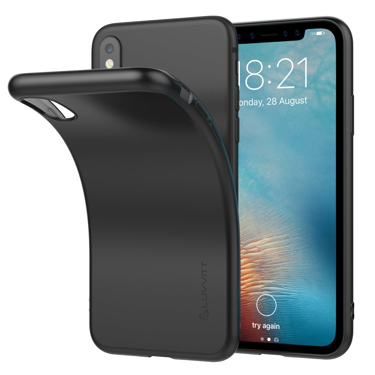 Luvvitt Ultra Slim Case for iPhone XS / X Flexible Soft Feel Cover - Matte Black