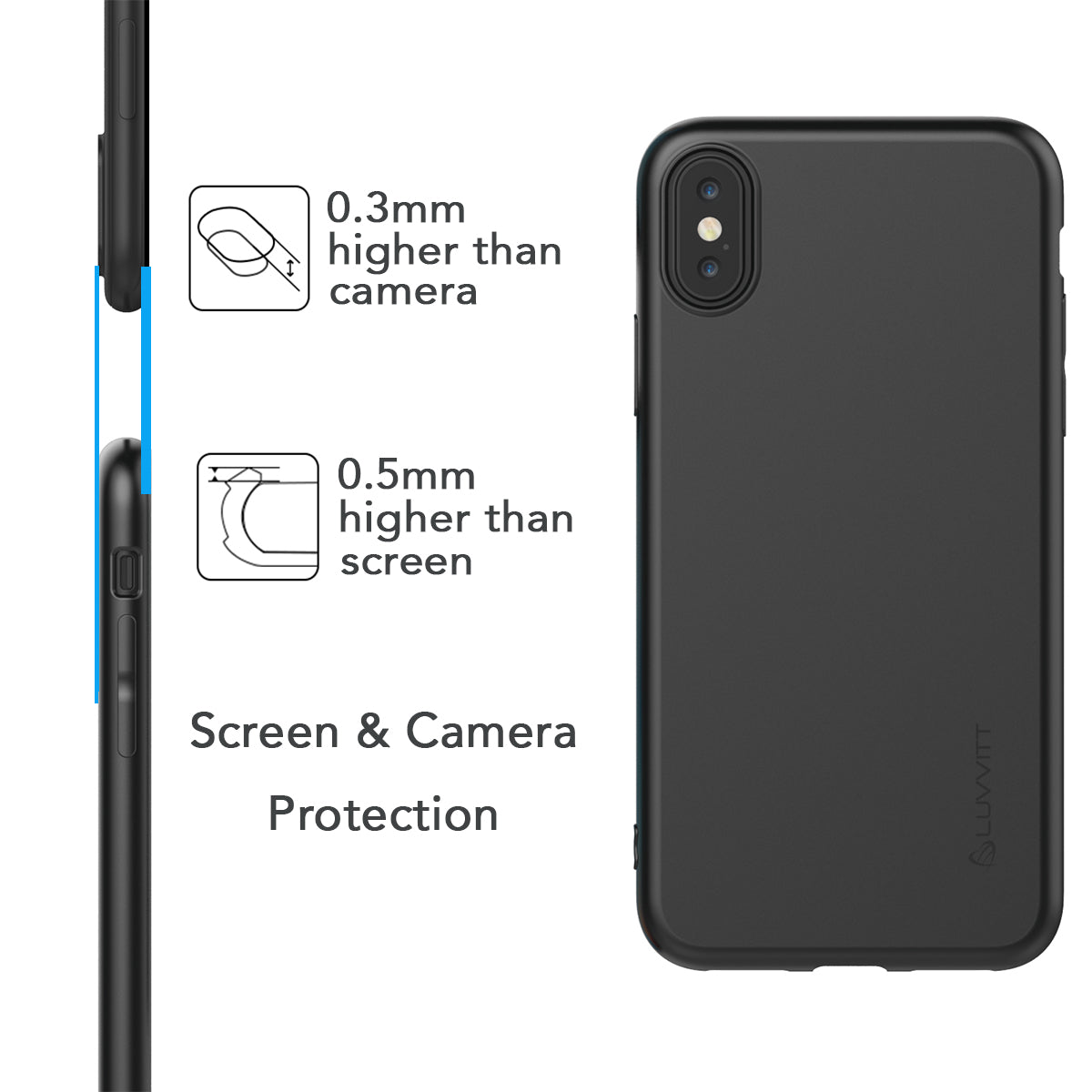 Luvvitt Ultra Slim Case for iPhone XS / X Flexible Soft Feel Cover - Matte Black