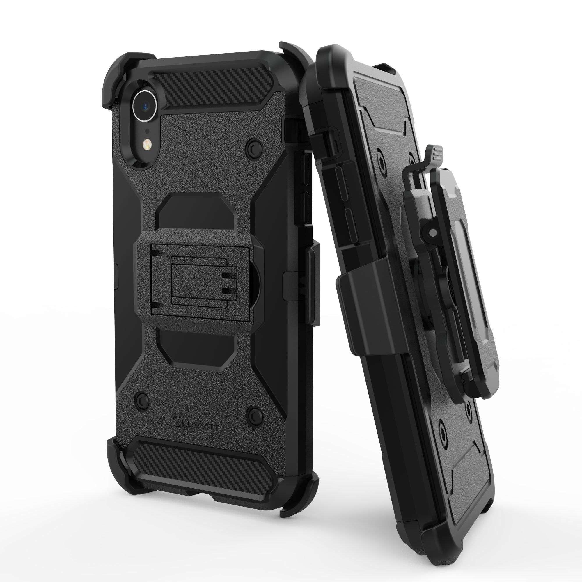 Luvvitt iPhone XR Armor Case With Belt Clip Holster and Kickstand 6.1 - Black