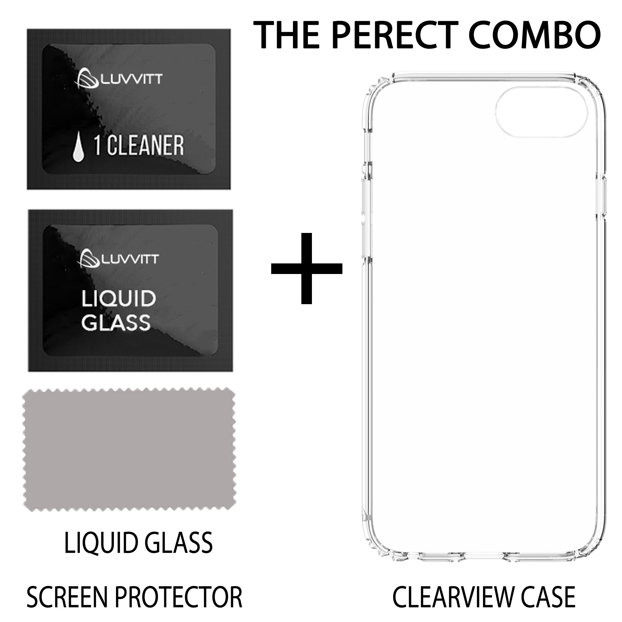 Clear Case and Liquid Glass Screen Protector for iPhone SE 2020