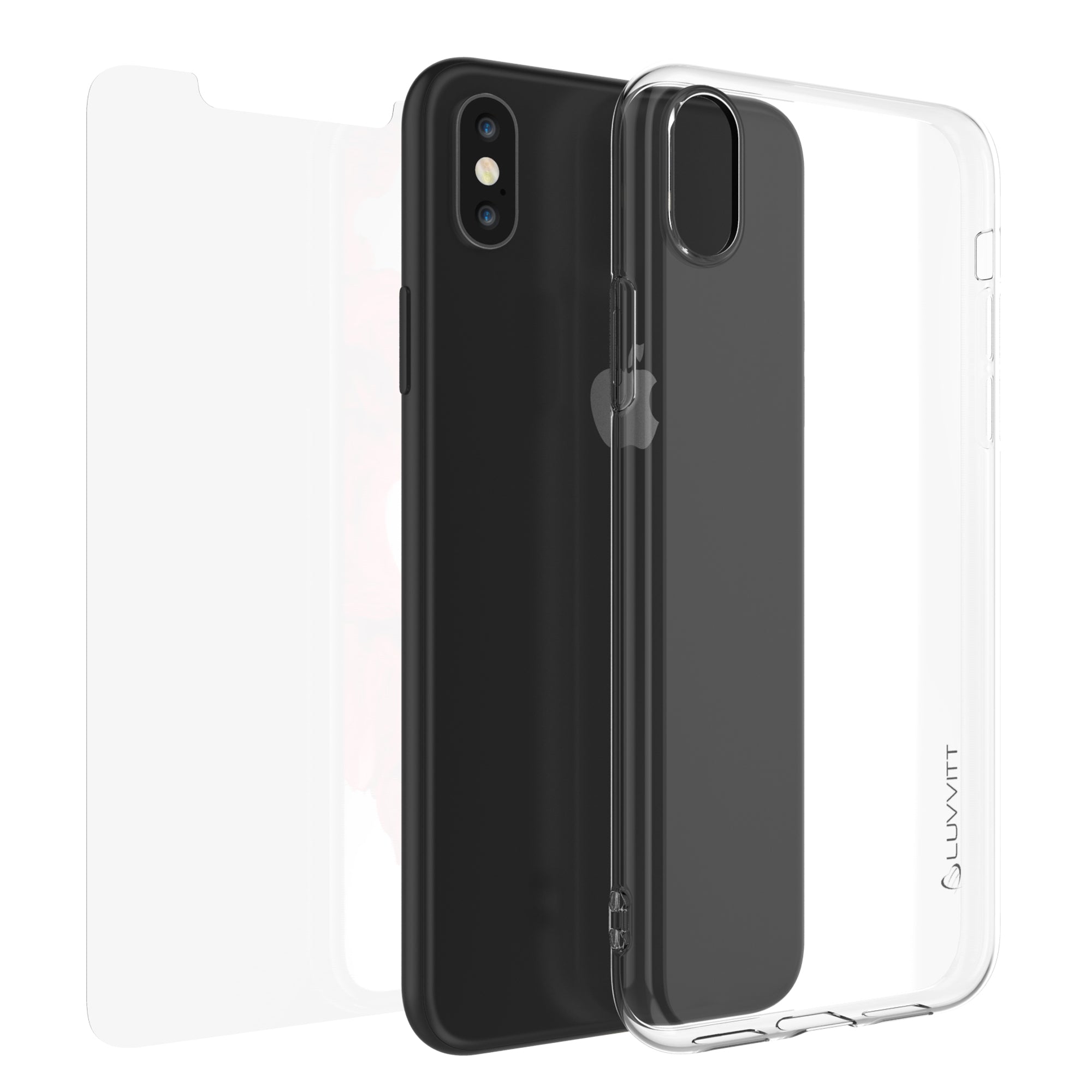 Luvvitt Clarity Case and Tempered Glass Screen Protector for iPhone XS Max 6.5 inch Clear