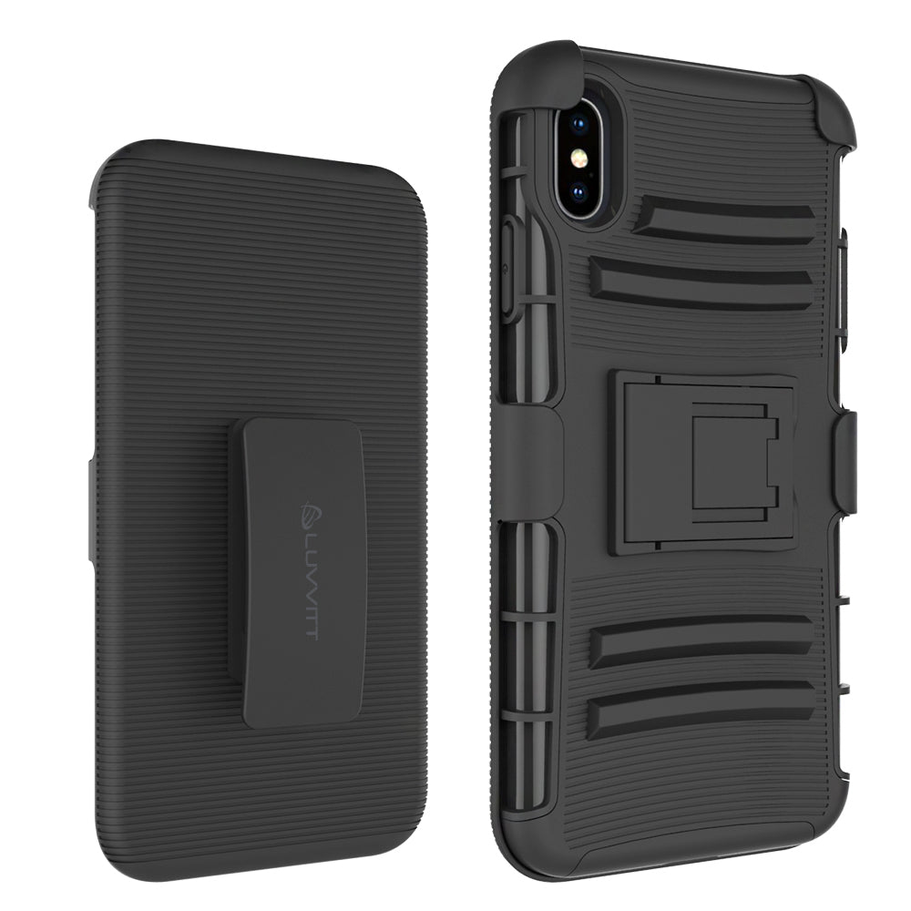 Luvvitt iPhone XS Max Case Armor Cover With Belt Clip Holster and Kickstand 2018