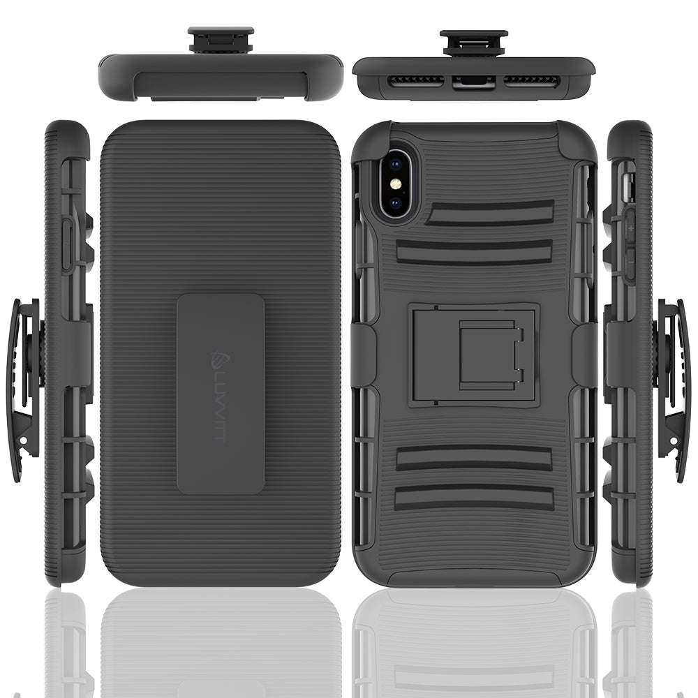 Luvvitt iPhone XS Max Case Armor Cover With Belt Clip Holster and Kickstand 2018