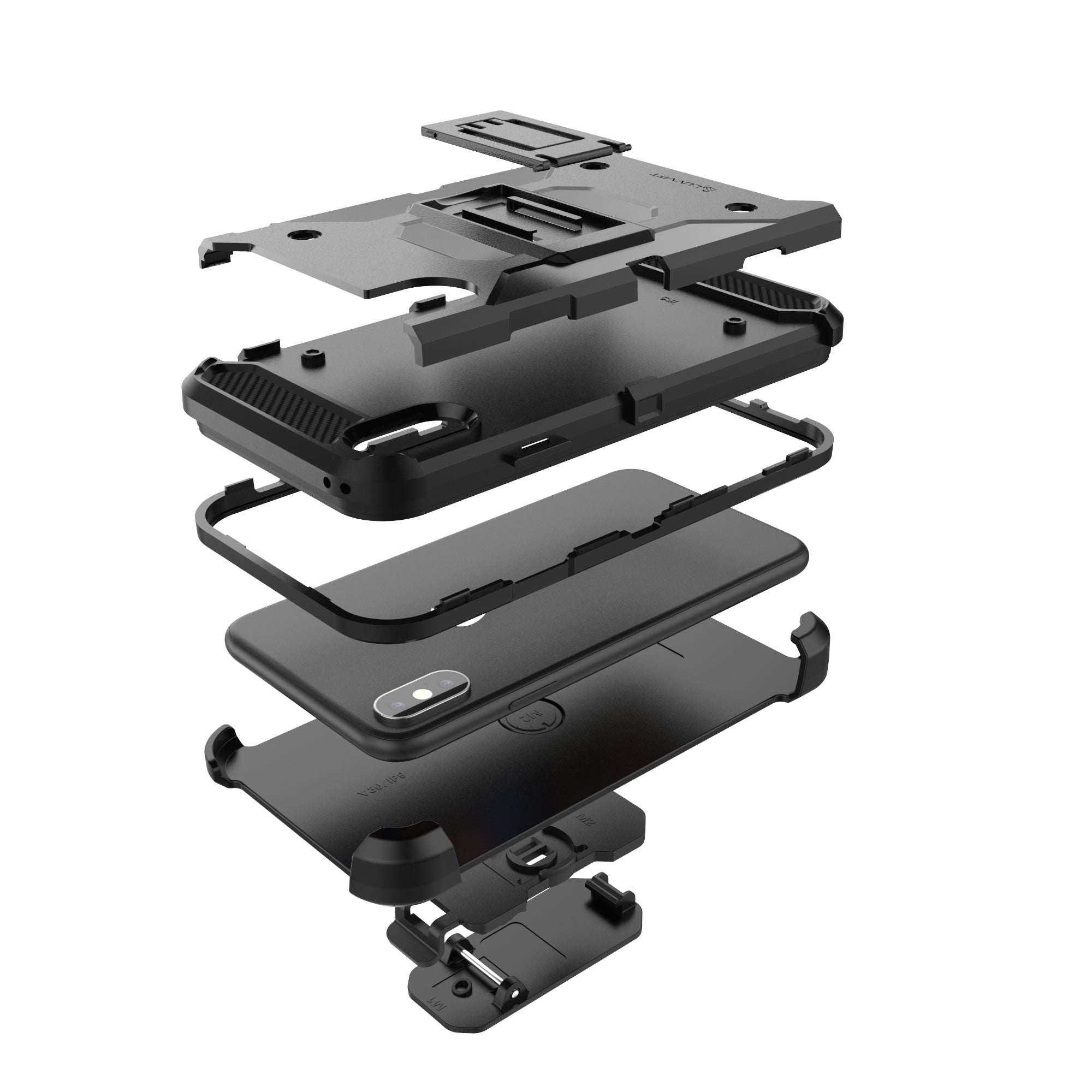 Luvvitt SPX iPhone XS Max Armor Case With Belt Clip Holster and Kickstand 6.5 Black