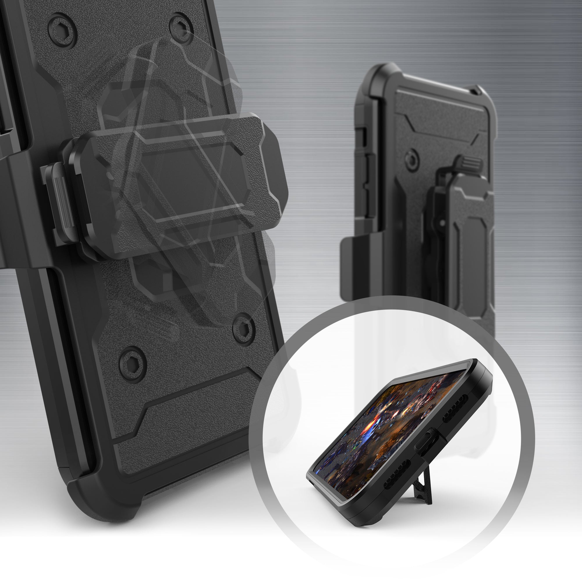 Luvvitt SPX iPhone XS Max Armor Case With Belt Clip Holster and Kickstand 6.5 Black