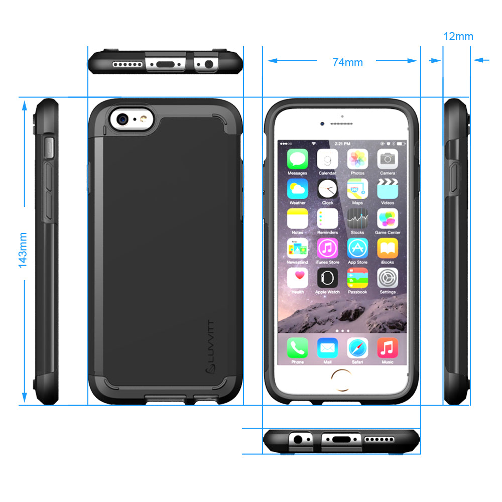LUVVITT ULTRA ARMOR NL iPhone 6s Case | Dual Layer Back Cover - Black