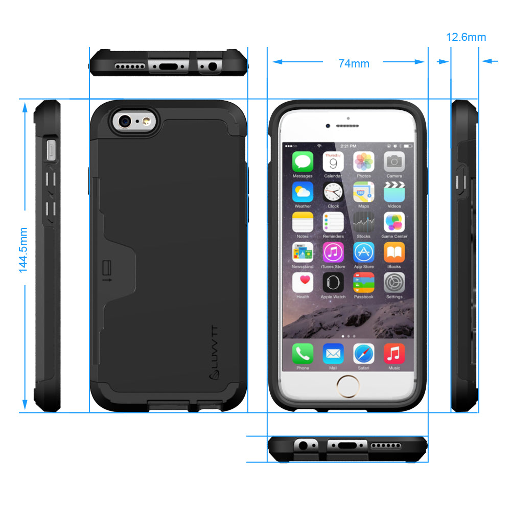 LUVVITT ULTRA ARMOR WALLET Case for iPhone 6s | Dual Layer Back Cover - Black