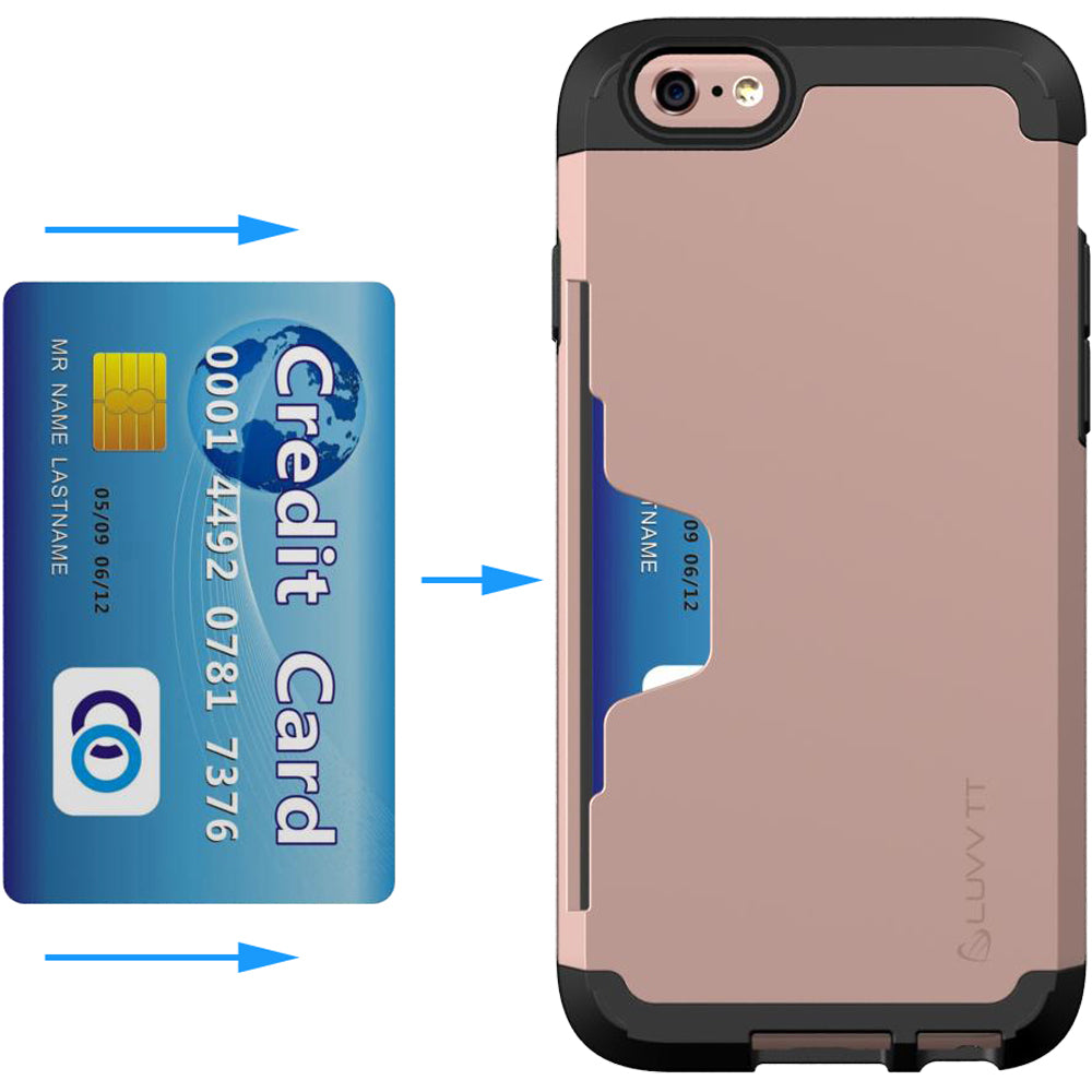 LUVVITT ULTRA ARMOR WALLET Case for iPhone 6s Dual Layer Back Cover - Rose Gold