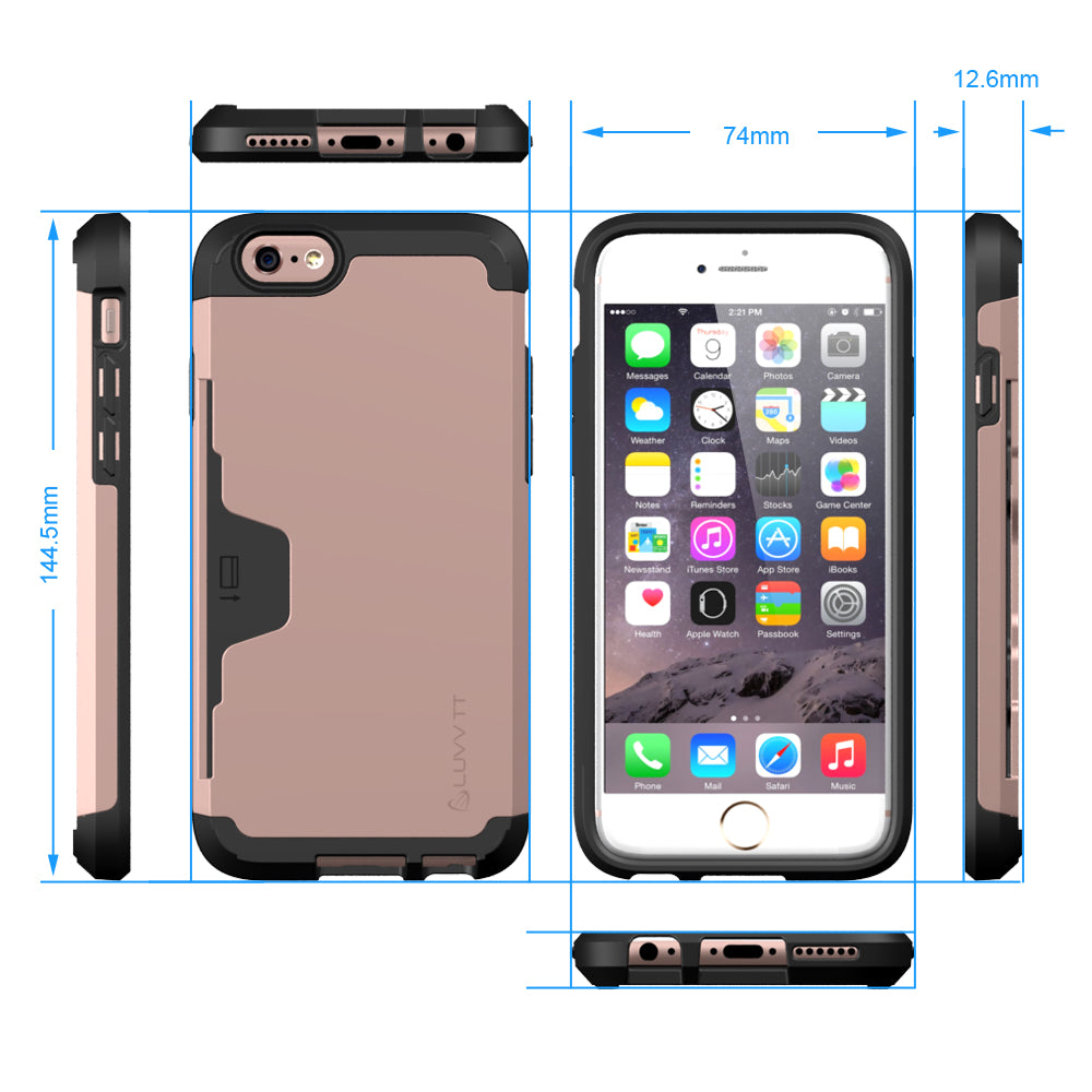LUVVITT ULTRA ARMOR WALLET Case for iPhone 6s Dual Layer Back Cover - Rose Gold