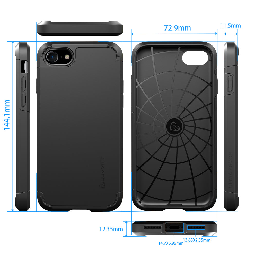 Luvvitt Ultra Armor Dual Layer Case for iPhone SE 2020/ iPhone 7 /iPhone 8 Black
