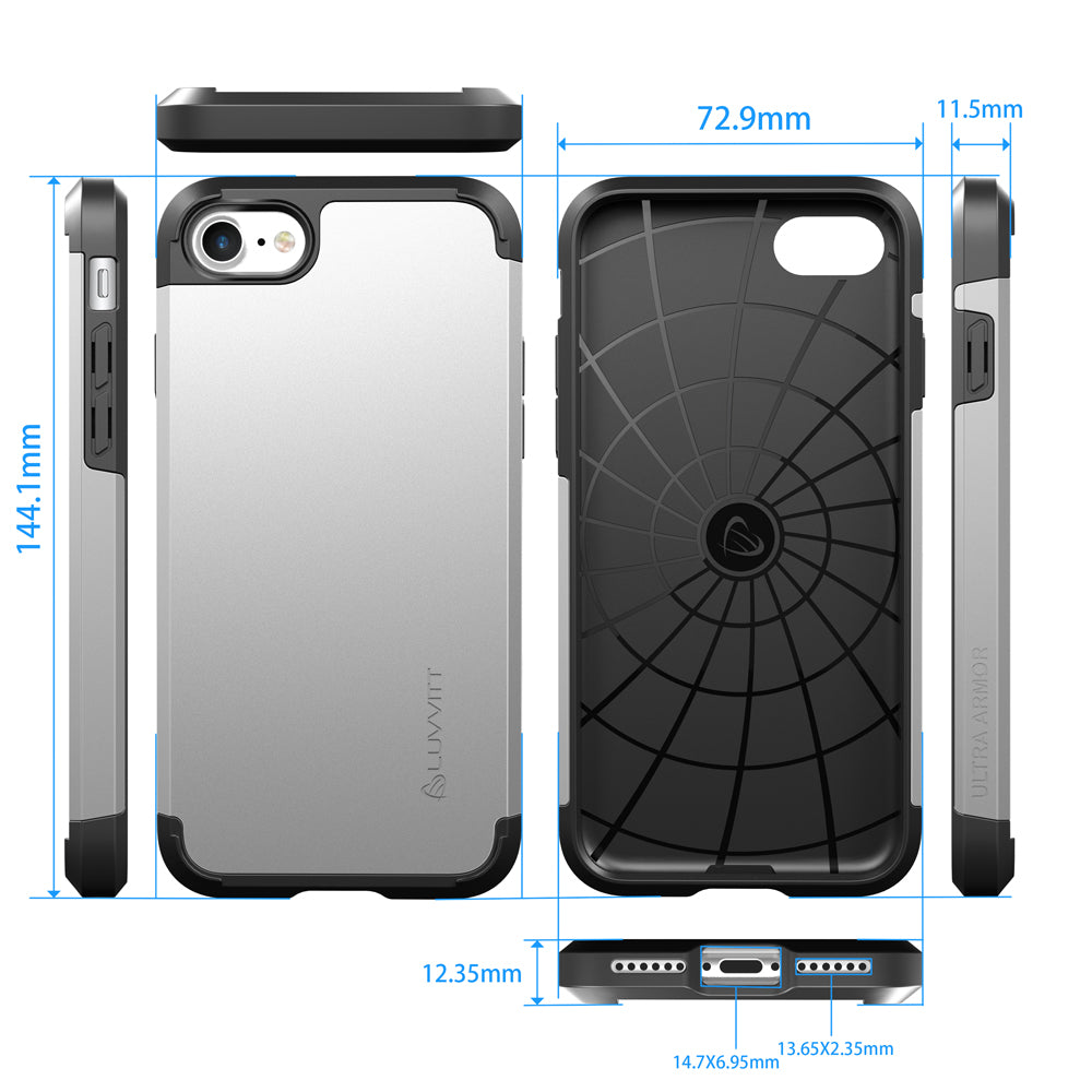 Luvvitt Ultra Armor Dual Layer Case for iPhone SE 2020 / iPhone 7 and 8 - Silver