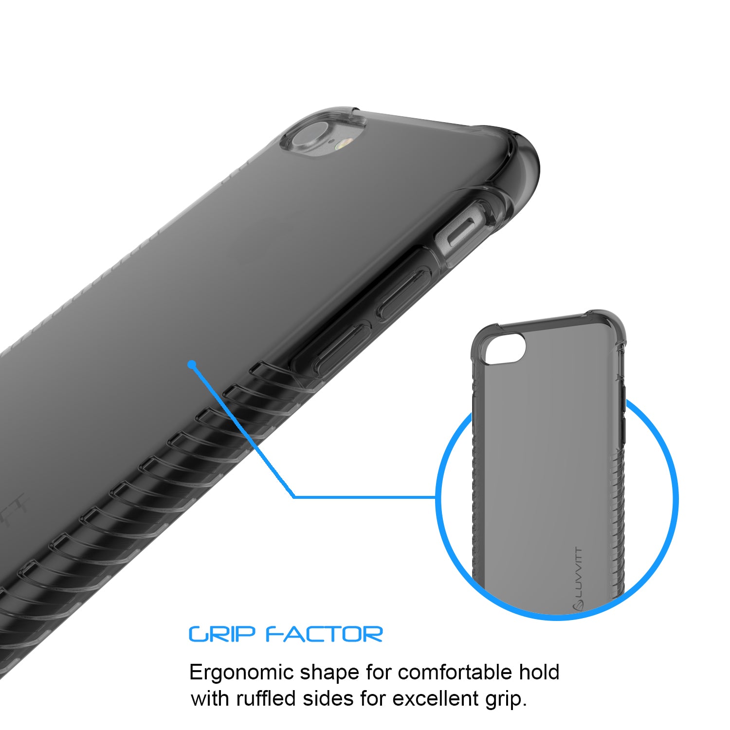 Luvvitt Clear Grip Flexible TPU Case for iPhone 7 Plus and 8 Plus - Black