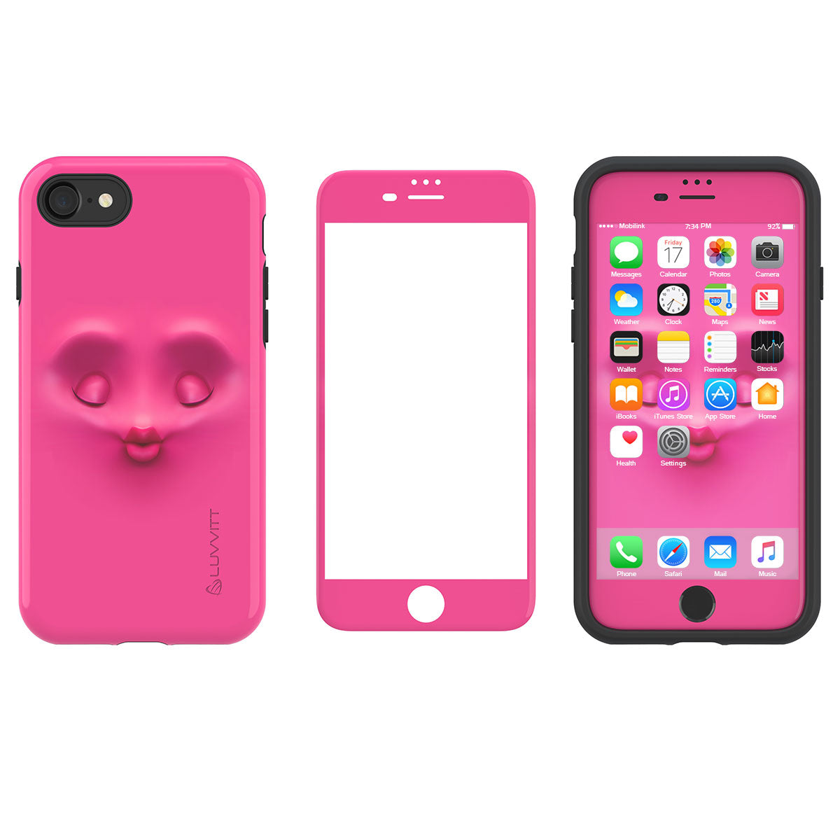 LUVVITT EMOJI Case and Tempered Glass Set for iPhone 7/8 - Pink