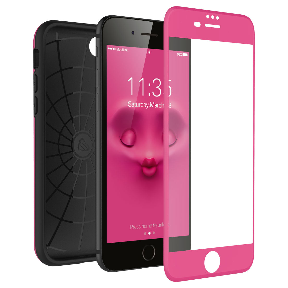 LUVVITT EMOJI Case and Tempered Glass Set for iPhone 7/8 - Pink