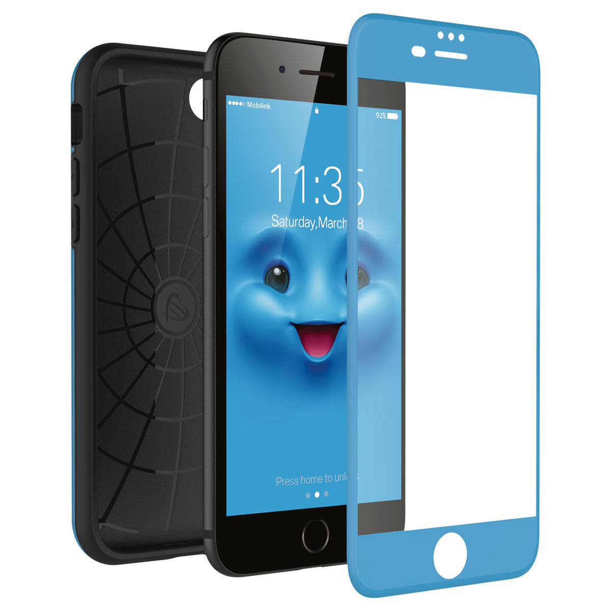 LUVVITT EMOJI Case and Tempered Glass Set for iPhone 7/8 Plus - Blue
