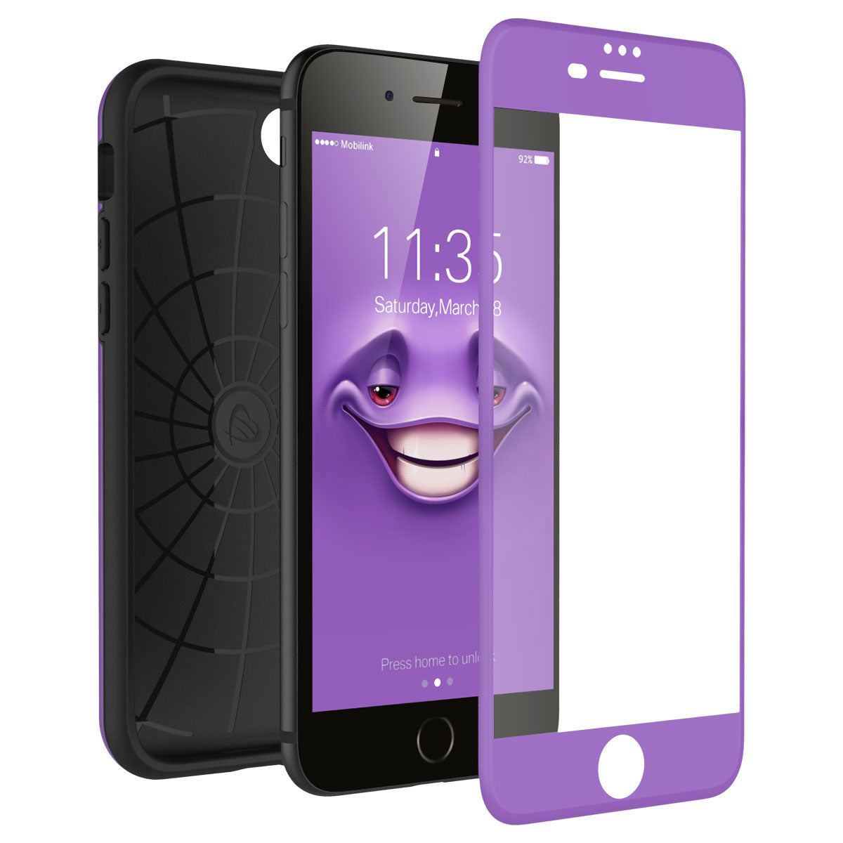 LUVVITT EMOJI Case and Tempered Glass Set for iPhone 7/8 - Purple