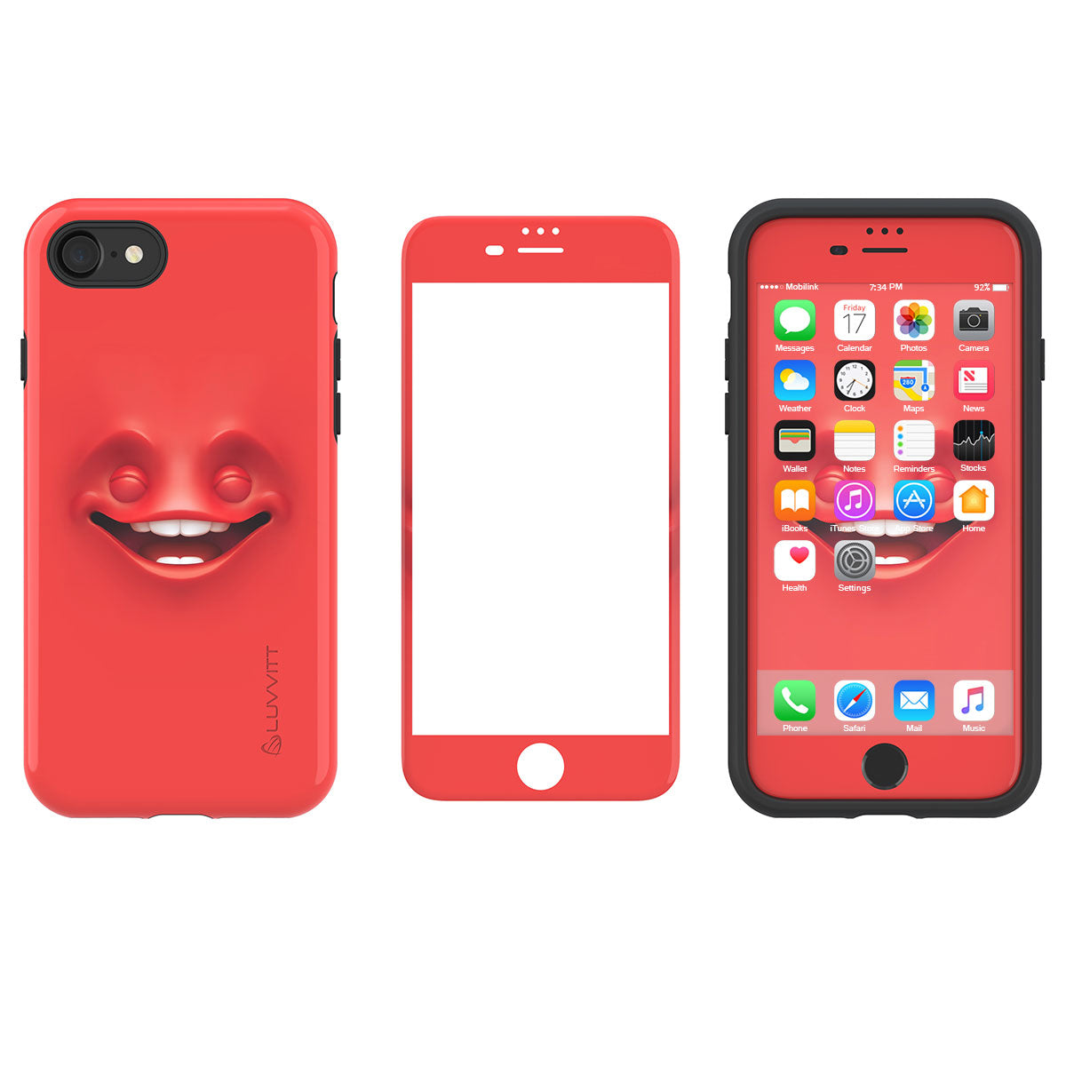 LUVVITT EMOJI Case and Tempered Glass Set for iPhone 7/8 Plus - Red