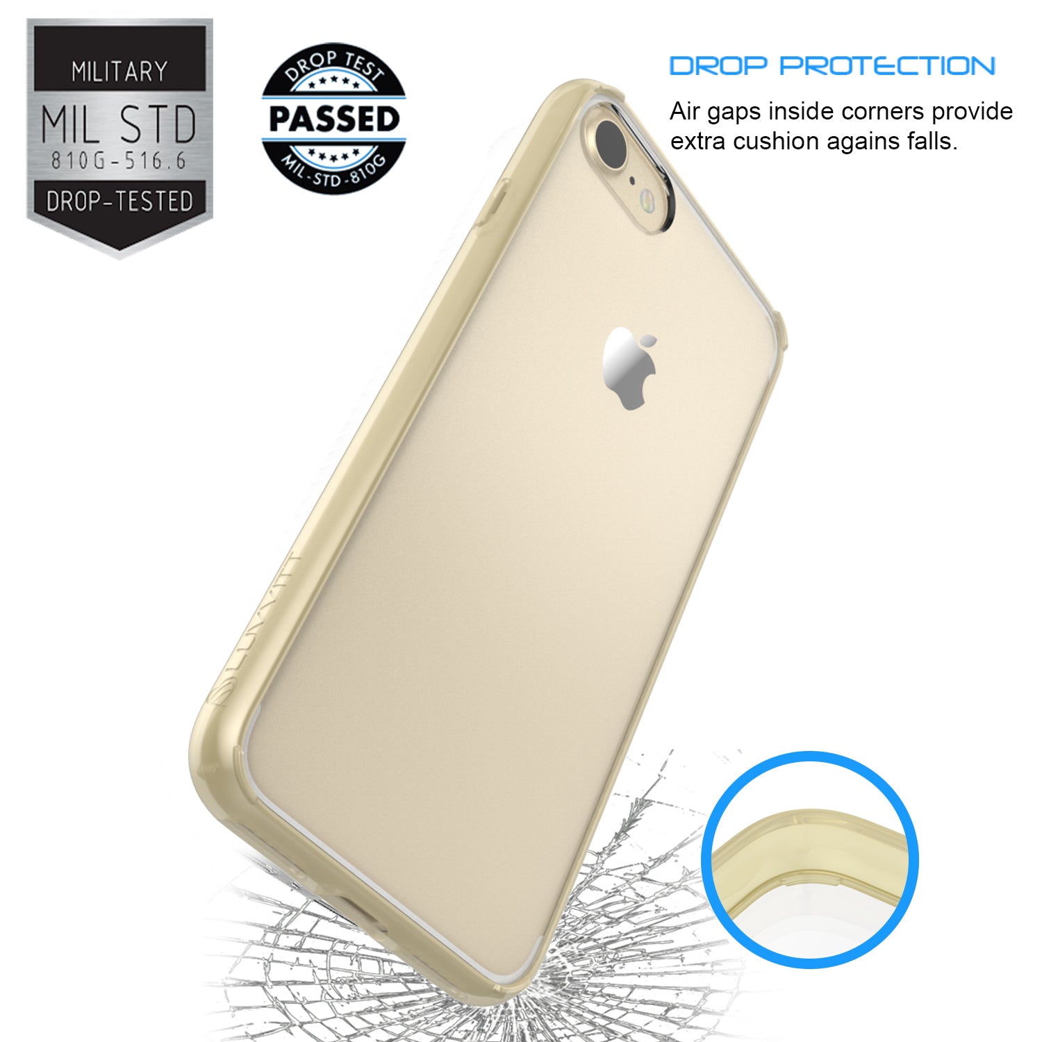 Luvvitt Clear View Hybrid Case for Apple iPhone SE 2020 and iPhone 7 and 8 - Gold