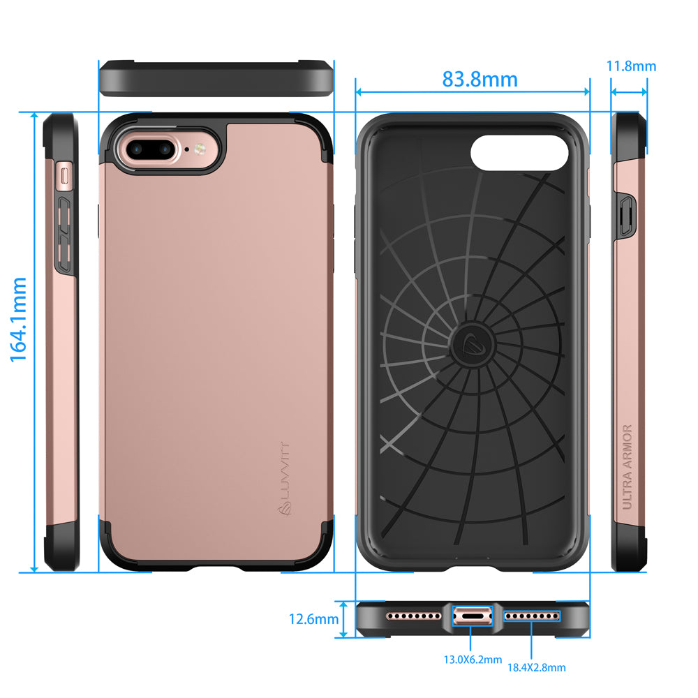 Luvvitt Ultra Armor Dual Layer Case for iPhone 7 Plus and 8 Plus - Rose Gold